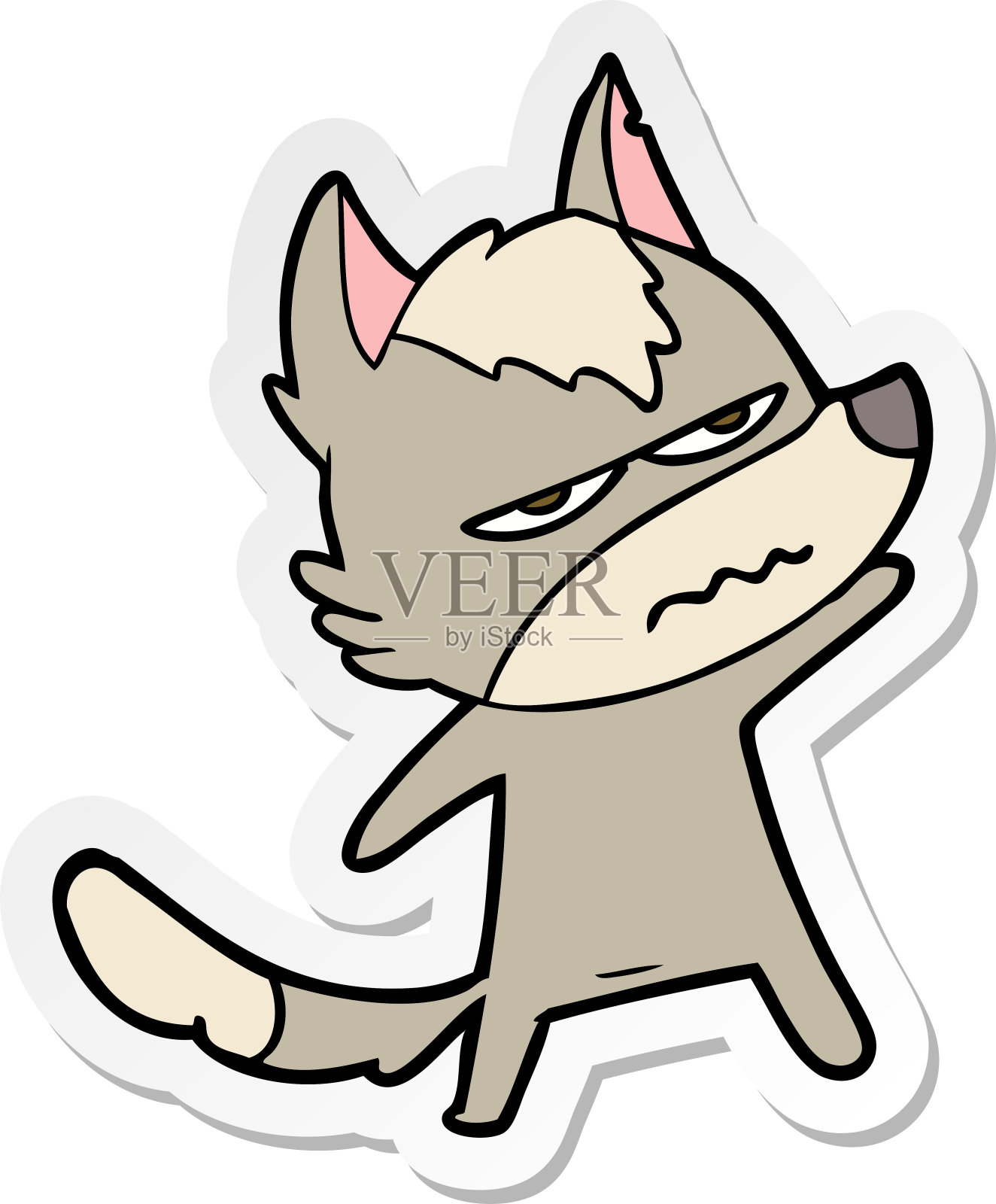 一个卡通贴纸惹恼了狼设计元素图片