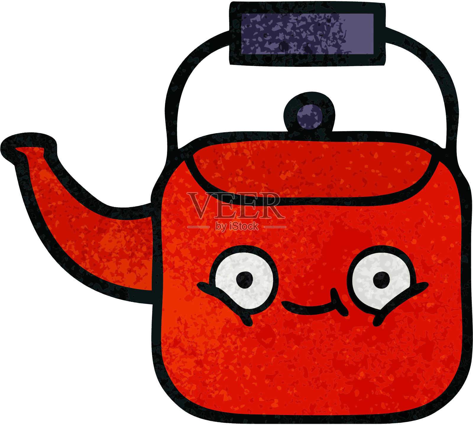 复古的垃圾质感卡通水壶插画图片素材
