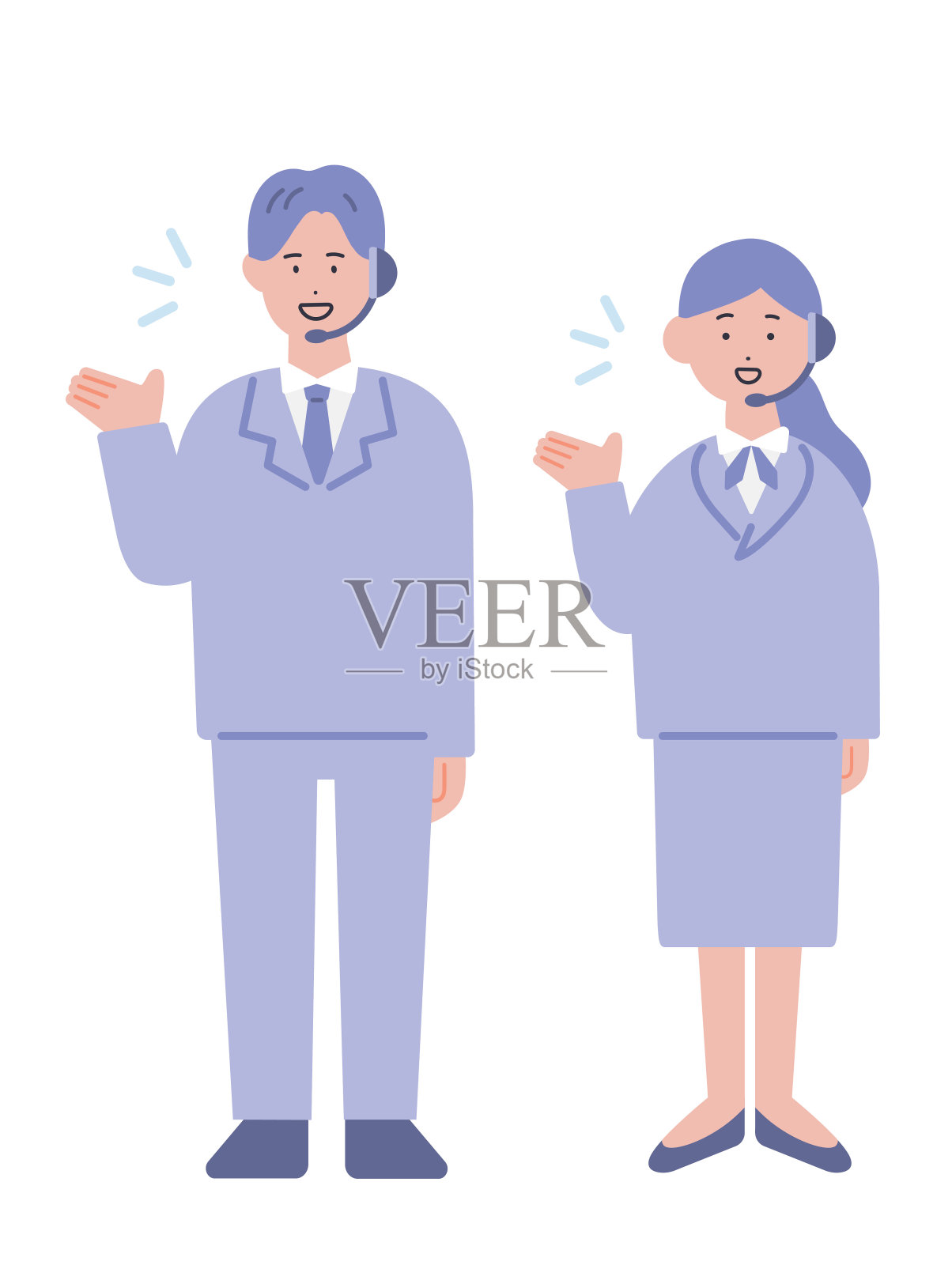 说明一个男性和女性操作员谁引导插画图片素材