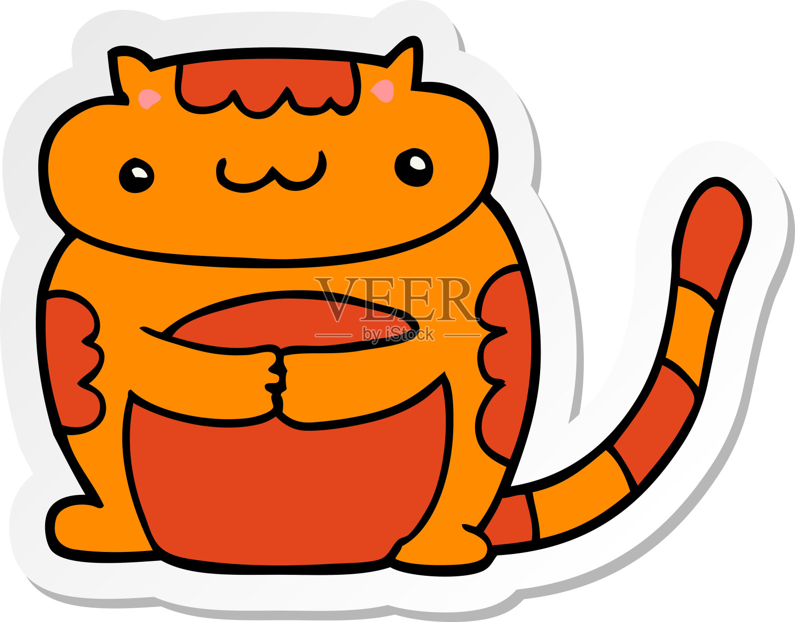 可爱的卡通猫贴纸设计元素图片