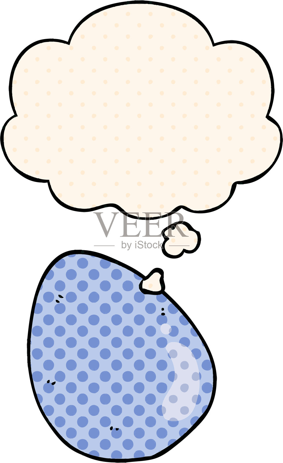 漫画风格的带有思想泡泡的卡通蛋设计元素图片