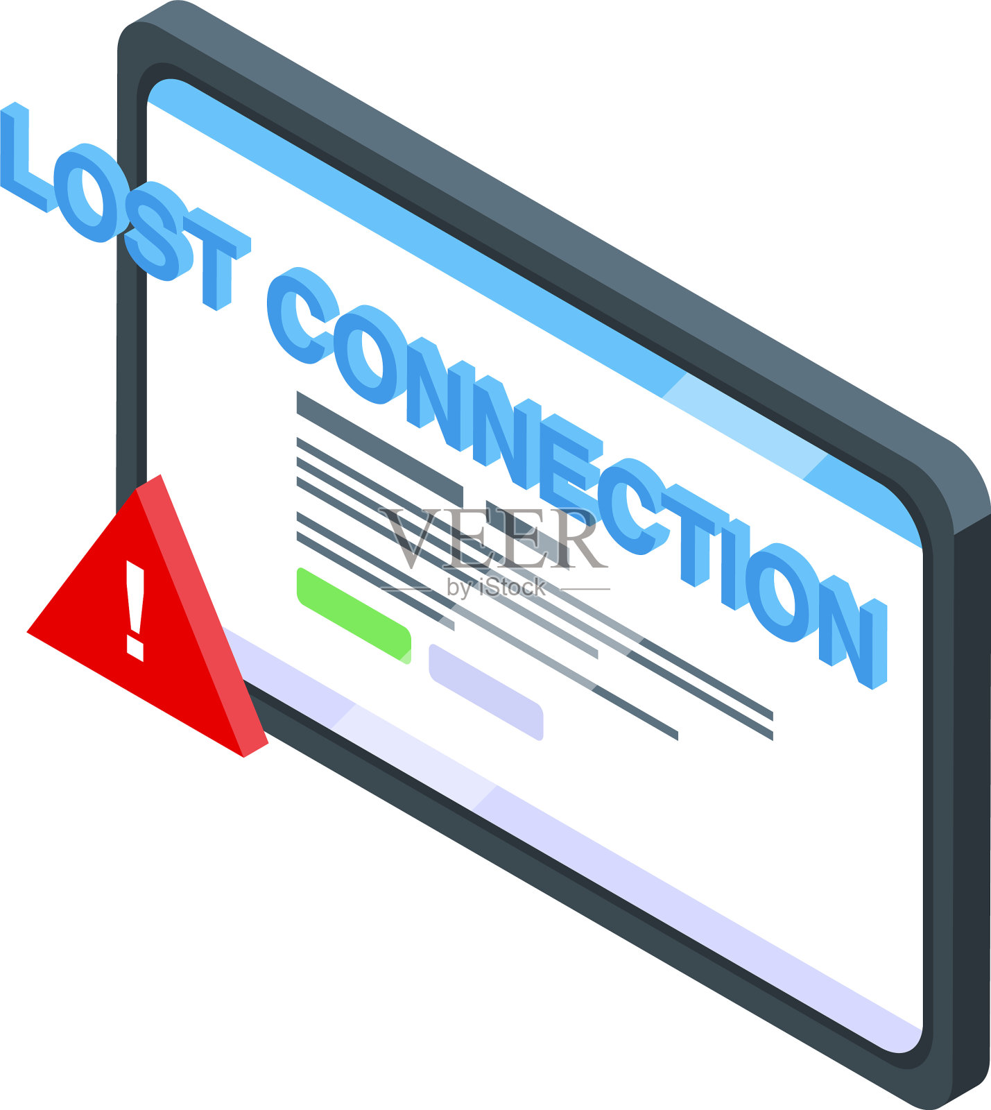 平板电脑失去连接图标等距插画图片素材