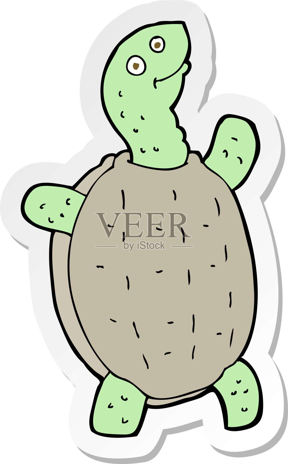 卡通快乐龟的贴纸插画图片素材