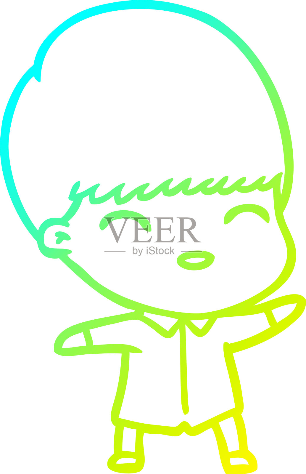 冷梯度线画一个快乐的卡通男孩插画图片素材