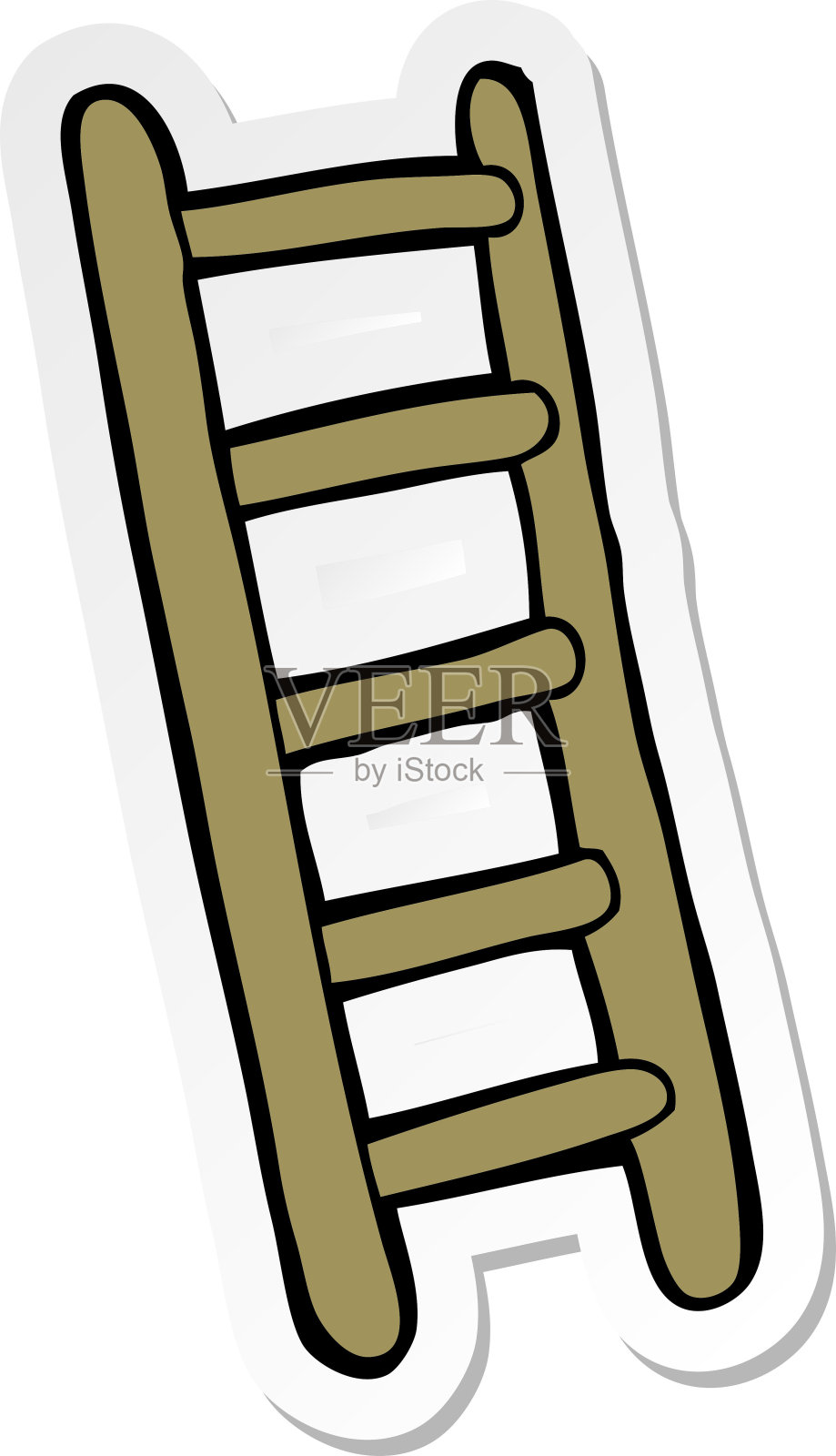卡通梯子贴纸插画图片素材