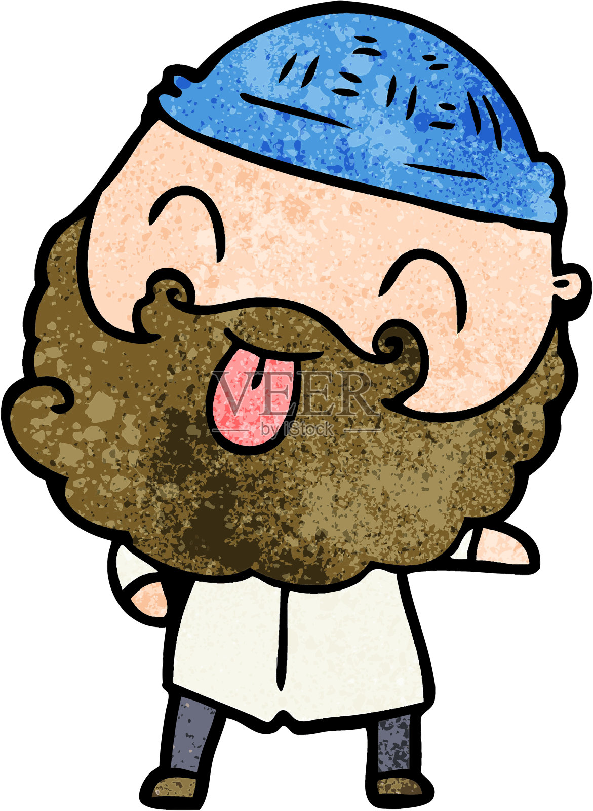 胡子伸舌头的男人插画图片素材