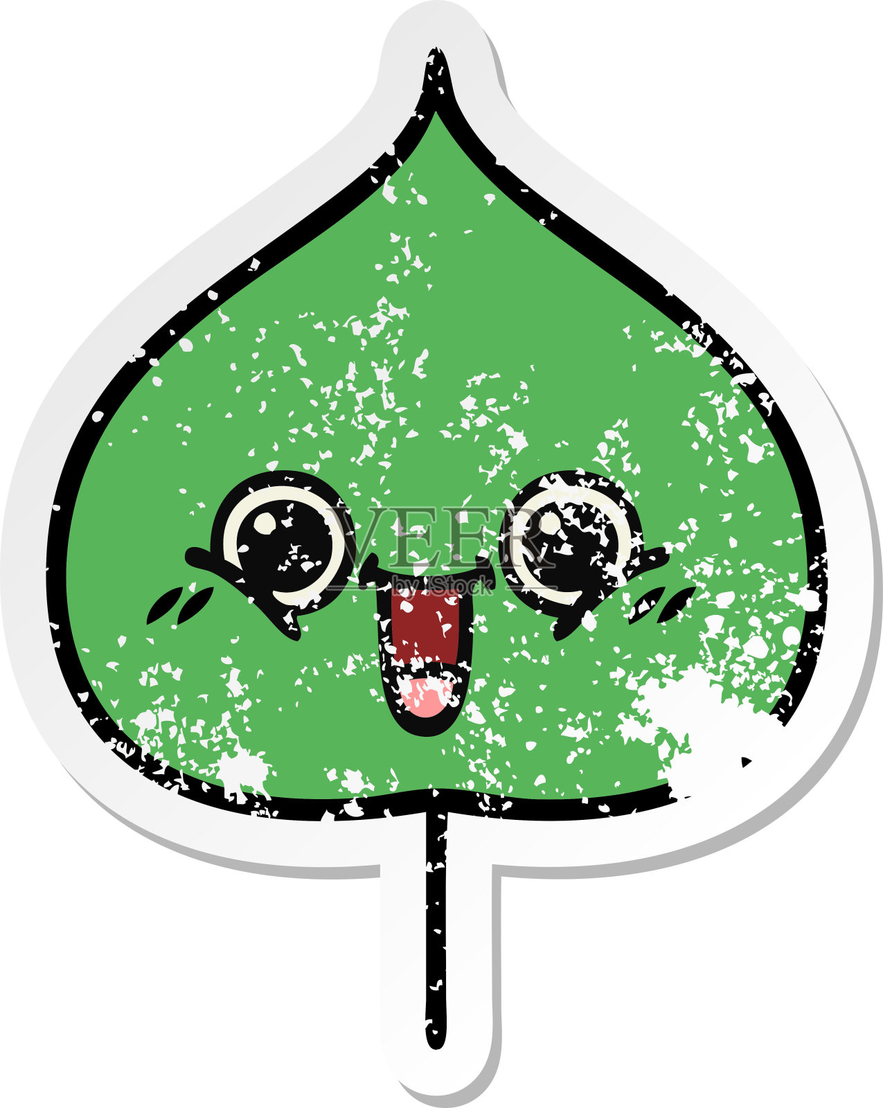 心疼贴纸的一个可爱的卡通表情叶设计元素图片