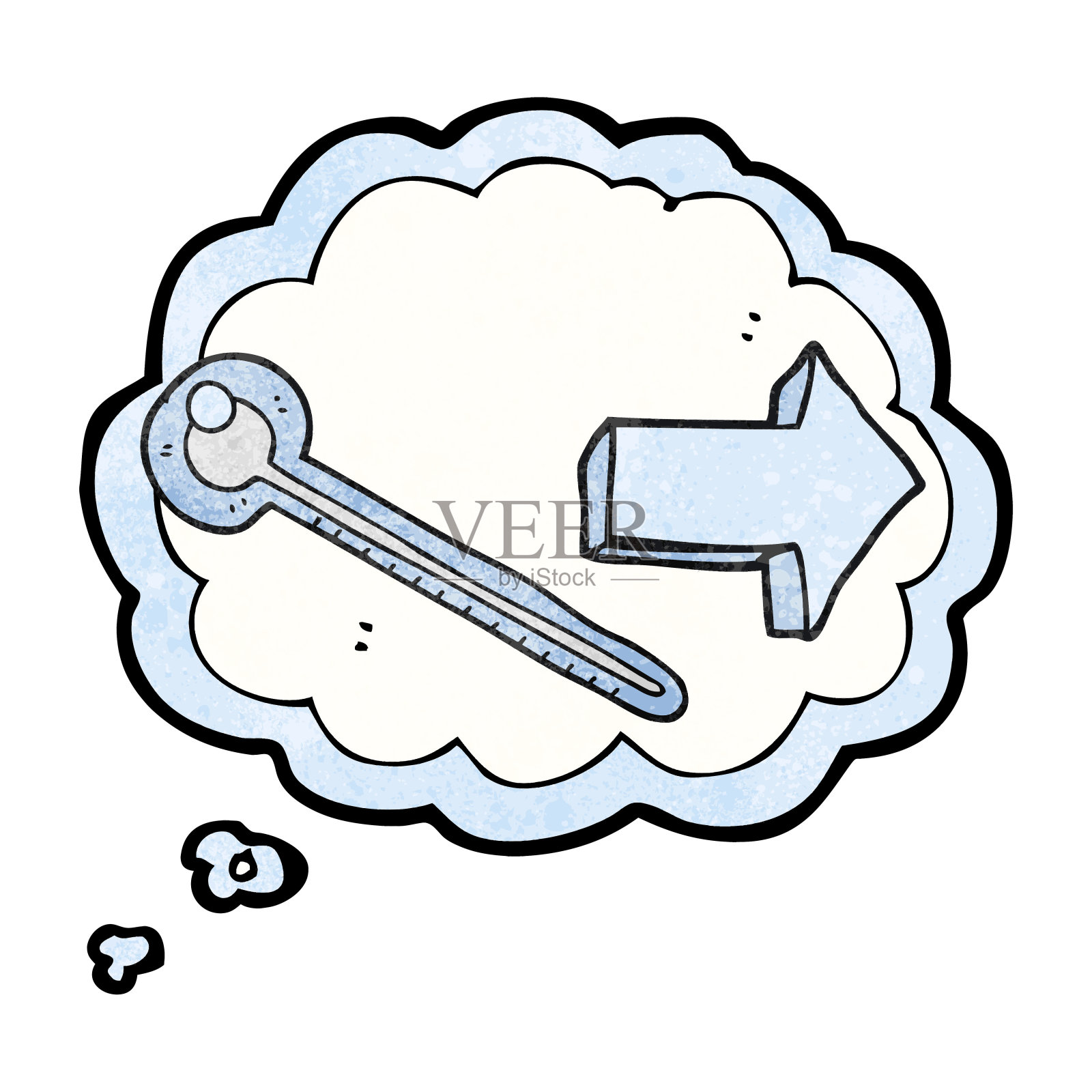 手绘思想气泡纹理卡通温度计插画图片素材