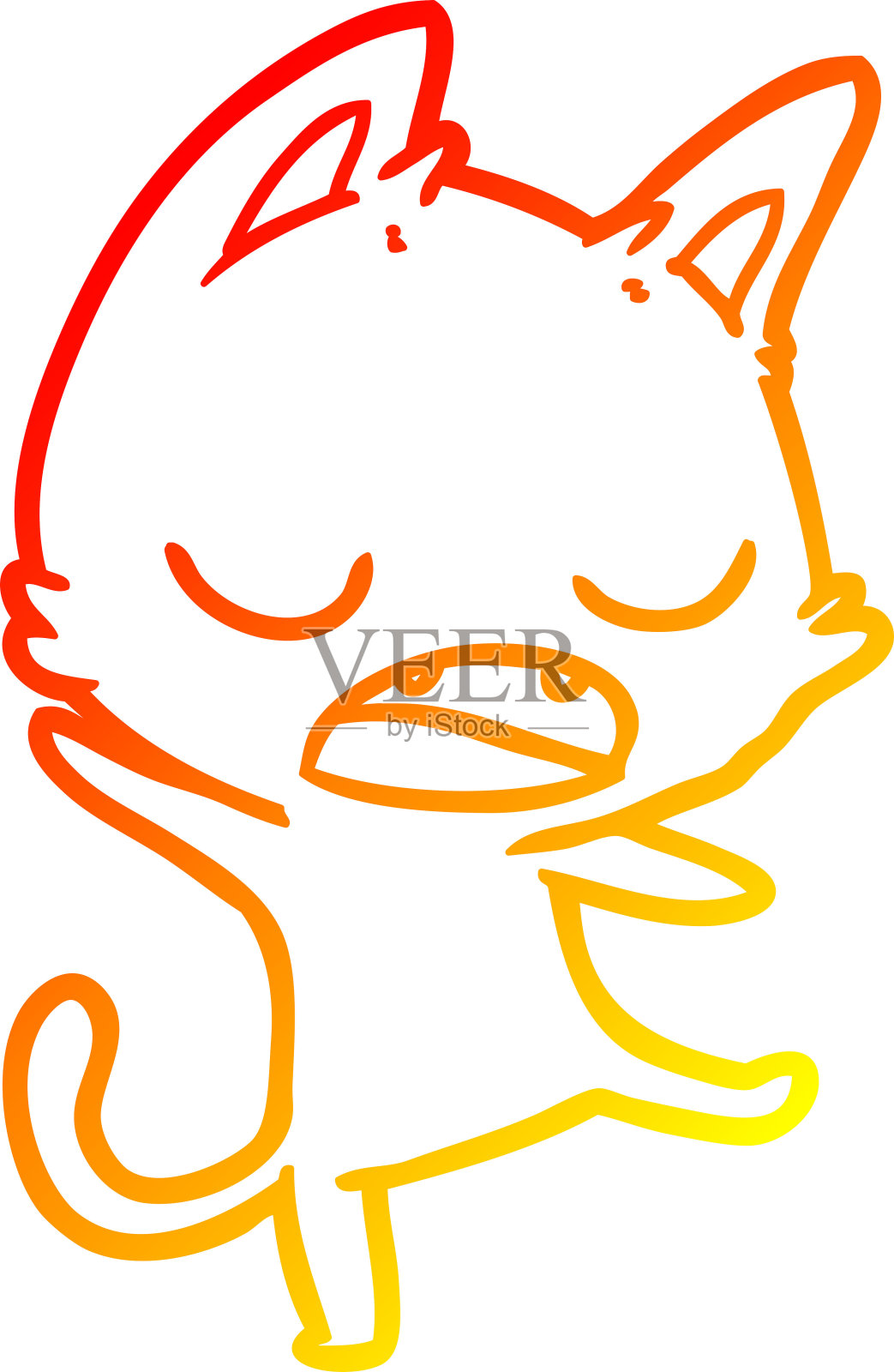 温暖的梯度线绘制一个会说话的猫卡通设计元素图片