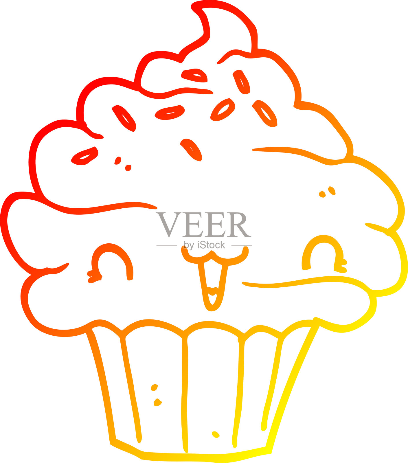 温暖的梯度线绘制一个可爱的卡通磨砂纸杯蛋糕设计元素图片