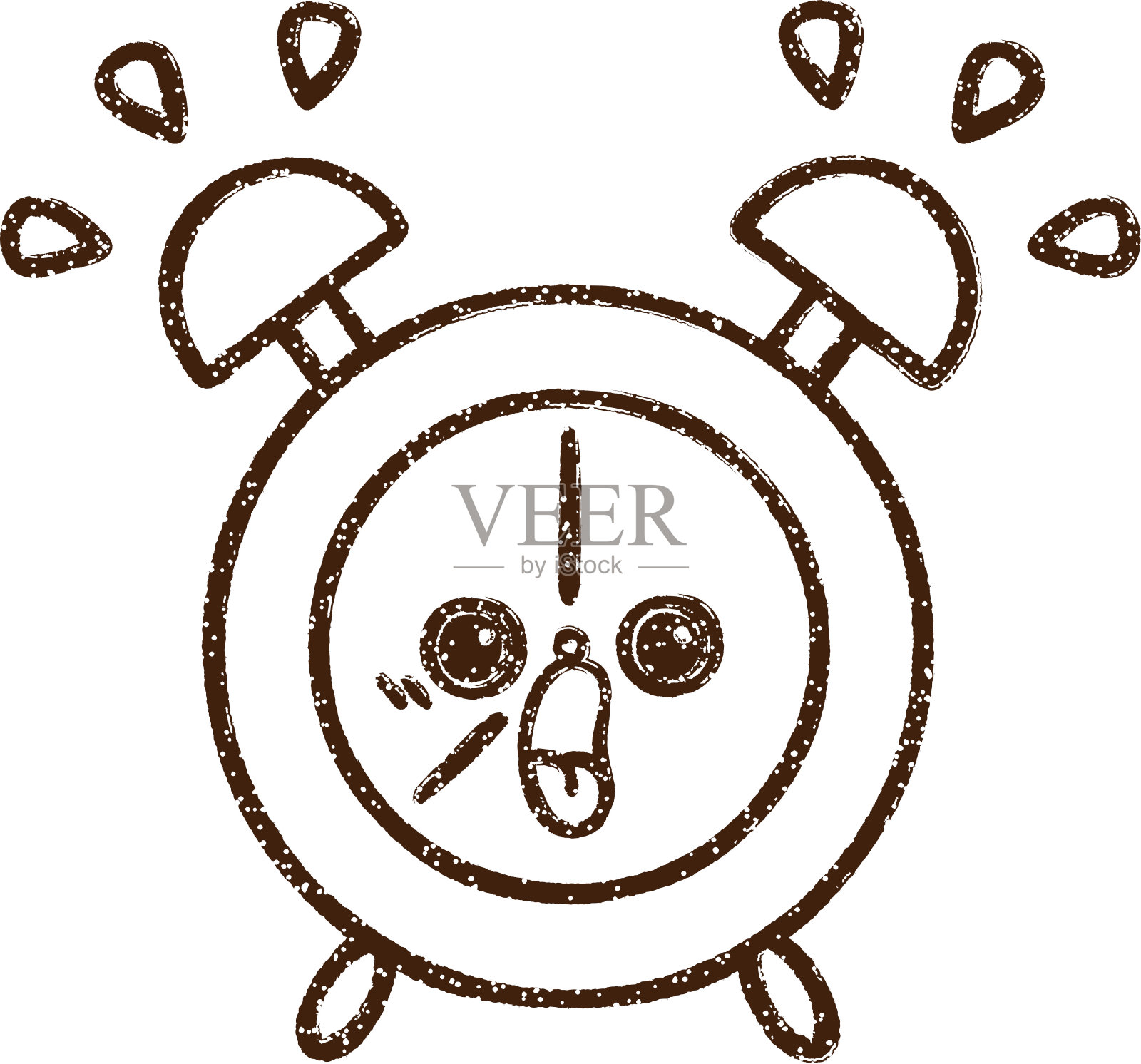 闹钟炭笔画插画图片素材