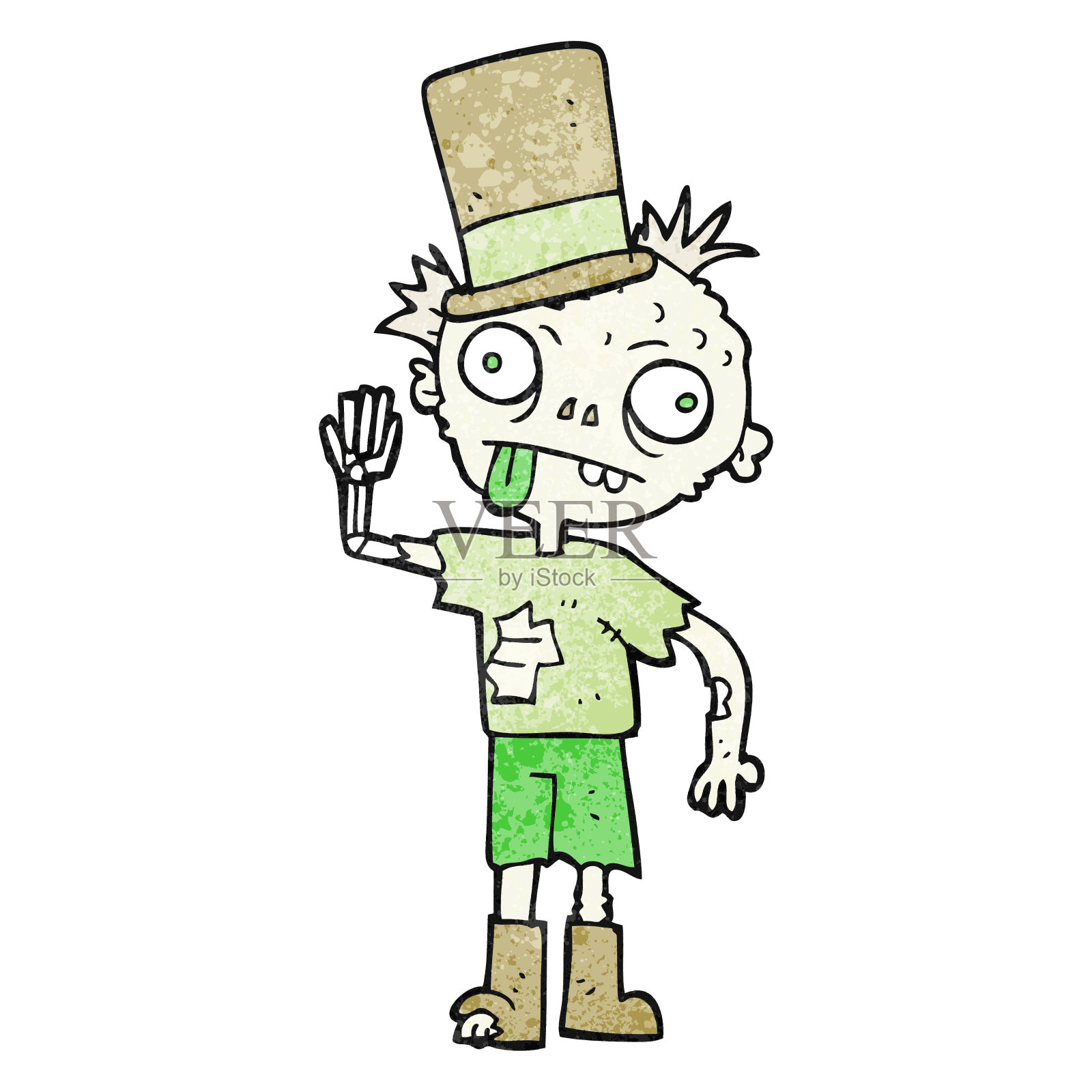 手绘纹理卡通僵尸插画图片素材