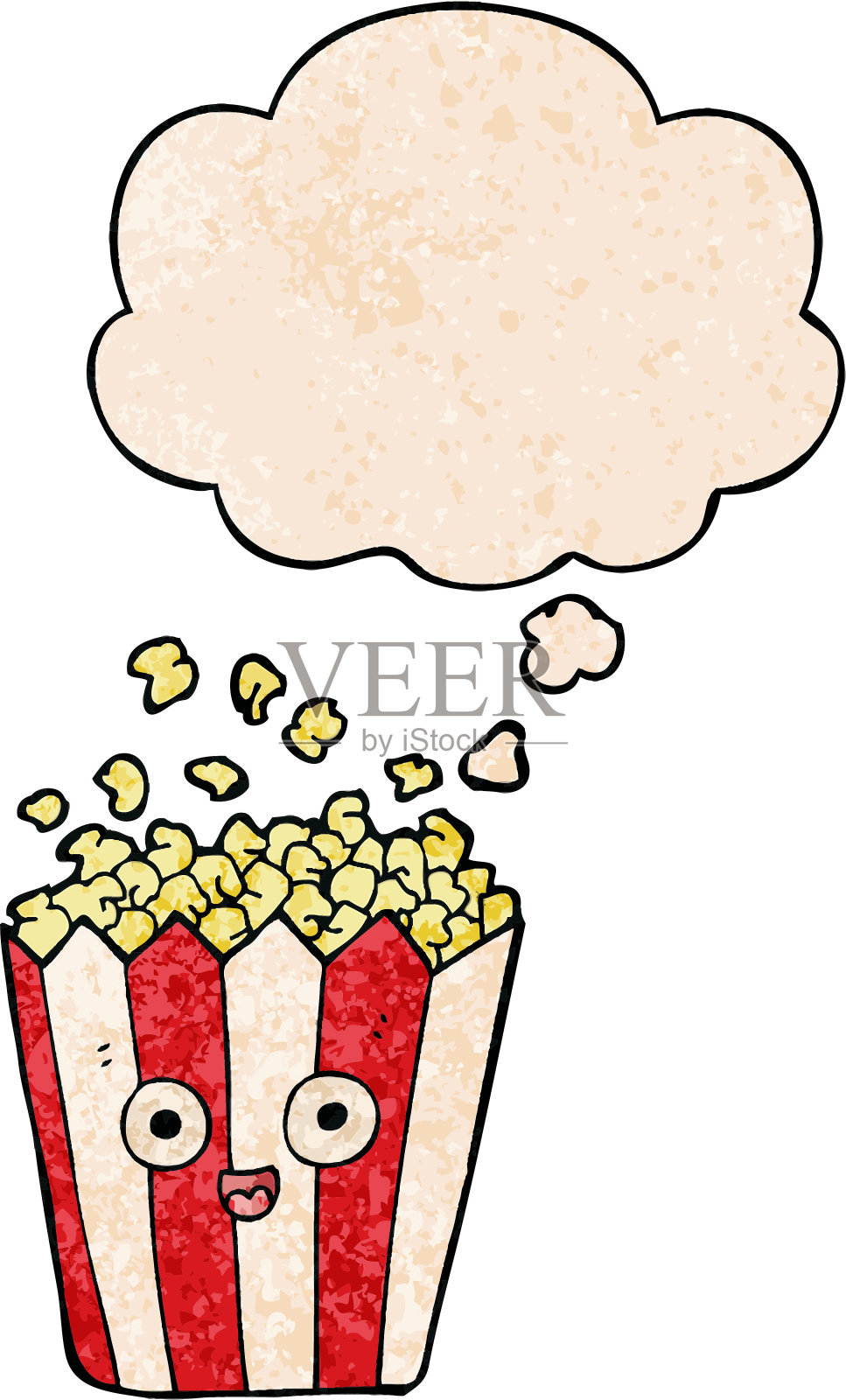 卡通爆米花与垃圾质感风格的思想泡泡插画图片素材