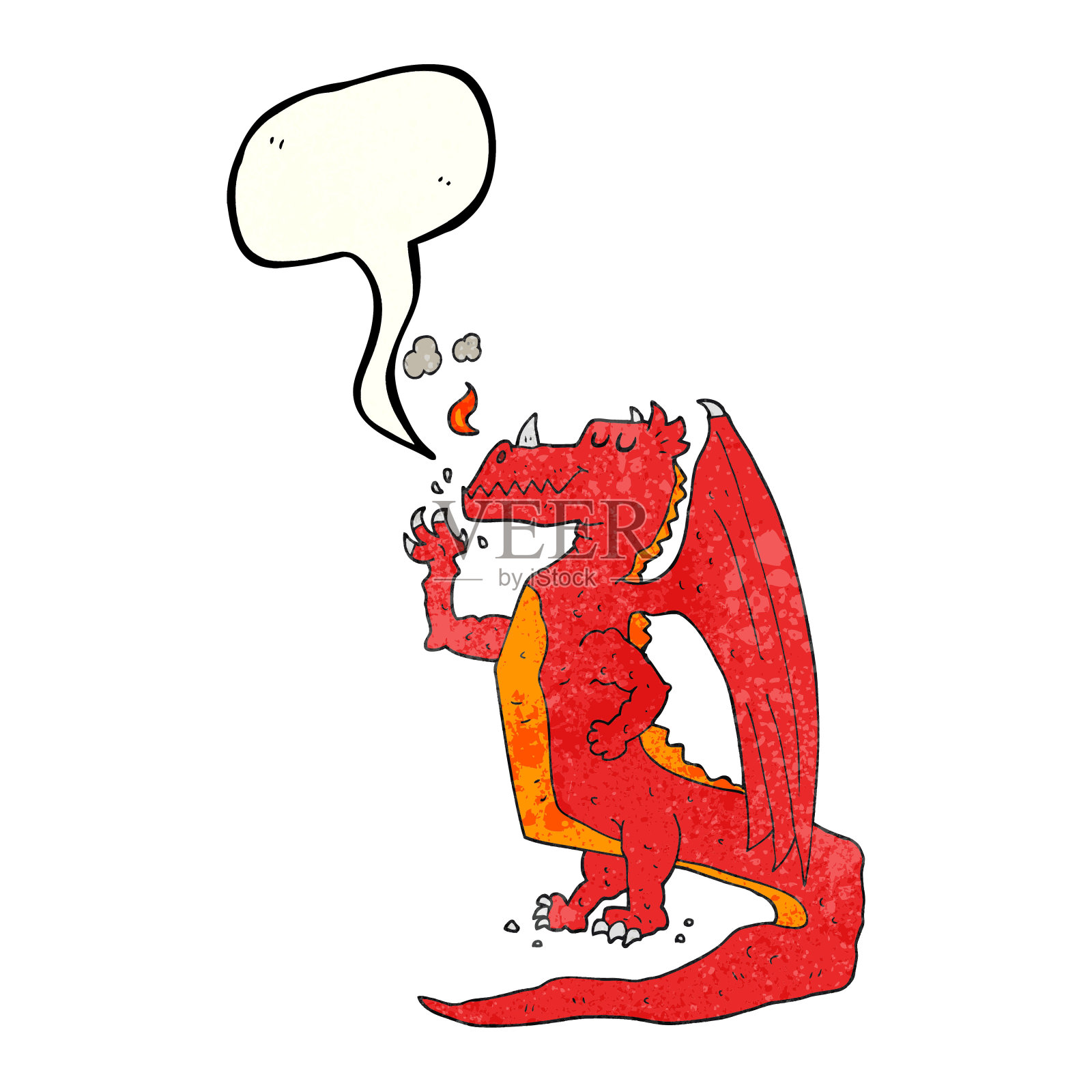 徒手语音泡泡纹理卡通快乐龙插画图片素材