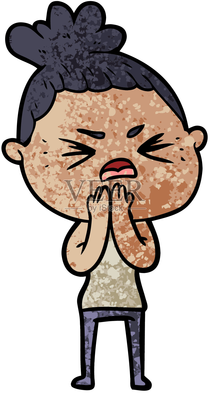 卡通愤怒的女人插画图片素材