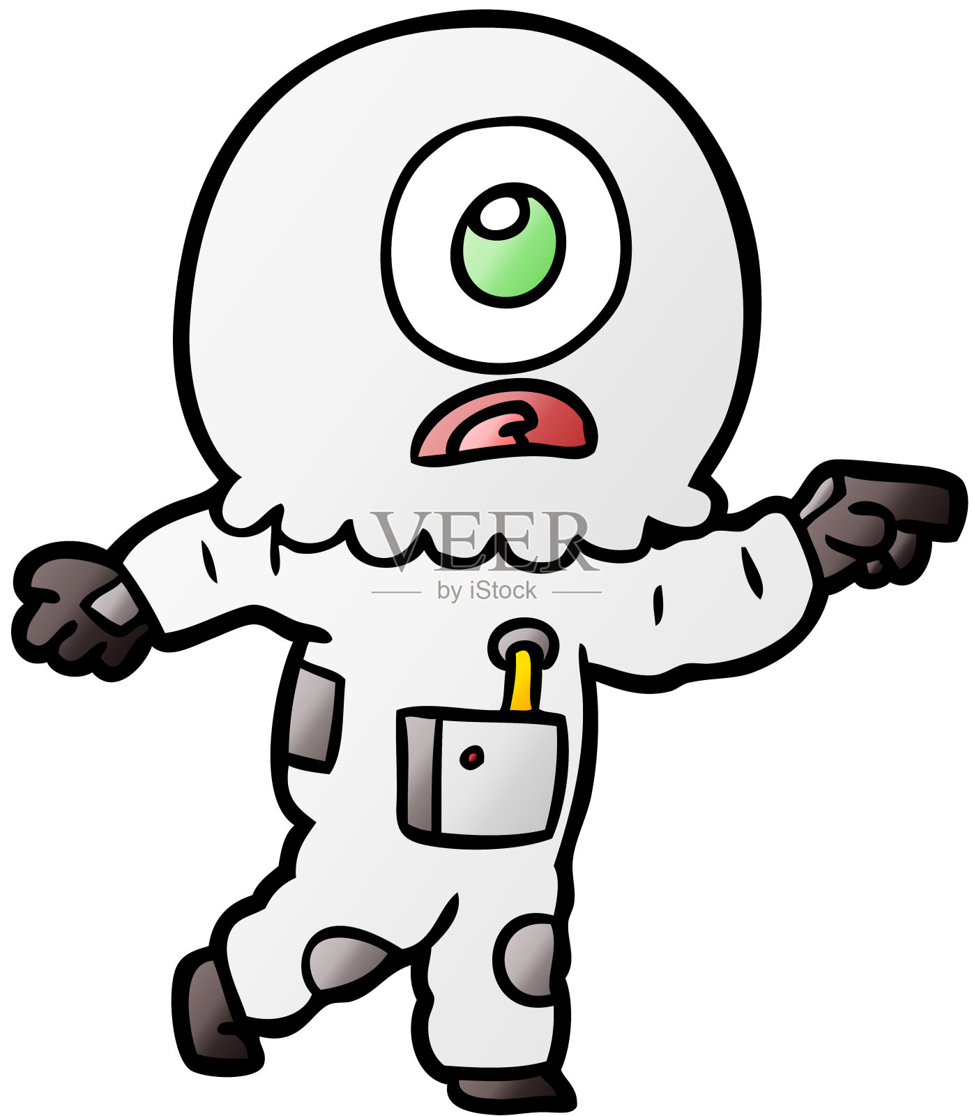 卡通独眼巨人外星人指向太空插画图片素材