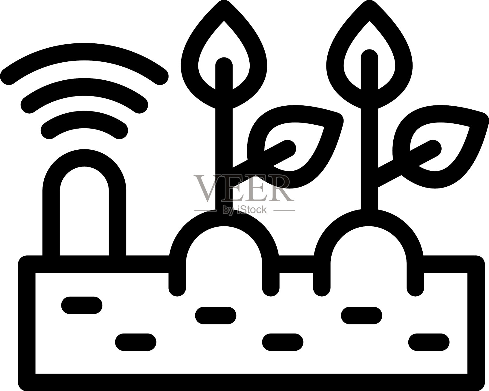 Wifi植物控制图标轮廓数字插画图片素材