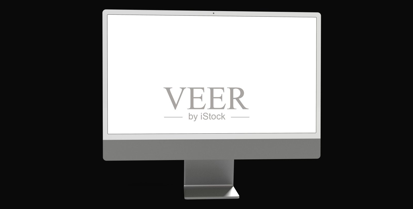 前视图的3D渲染液晶显示器与白色空白屏幕隔离在黑色背景照片摄影图片