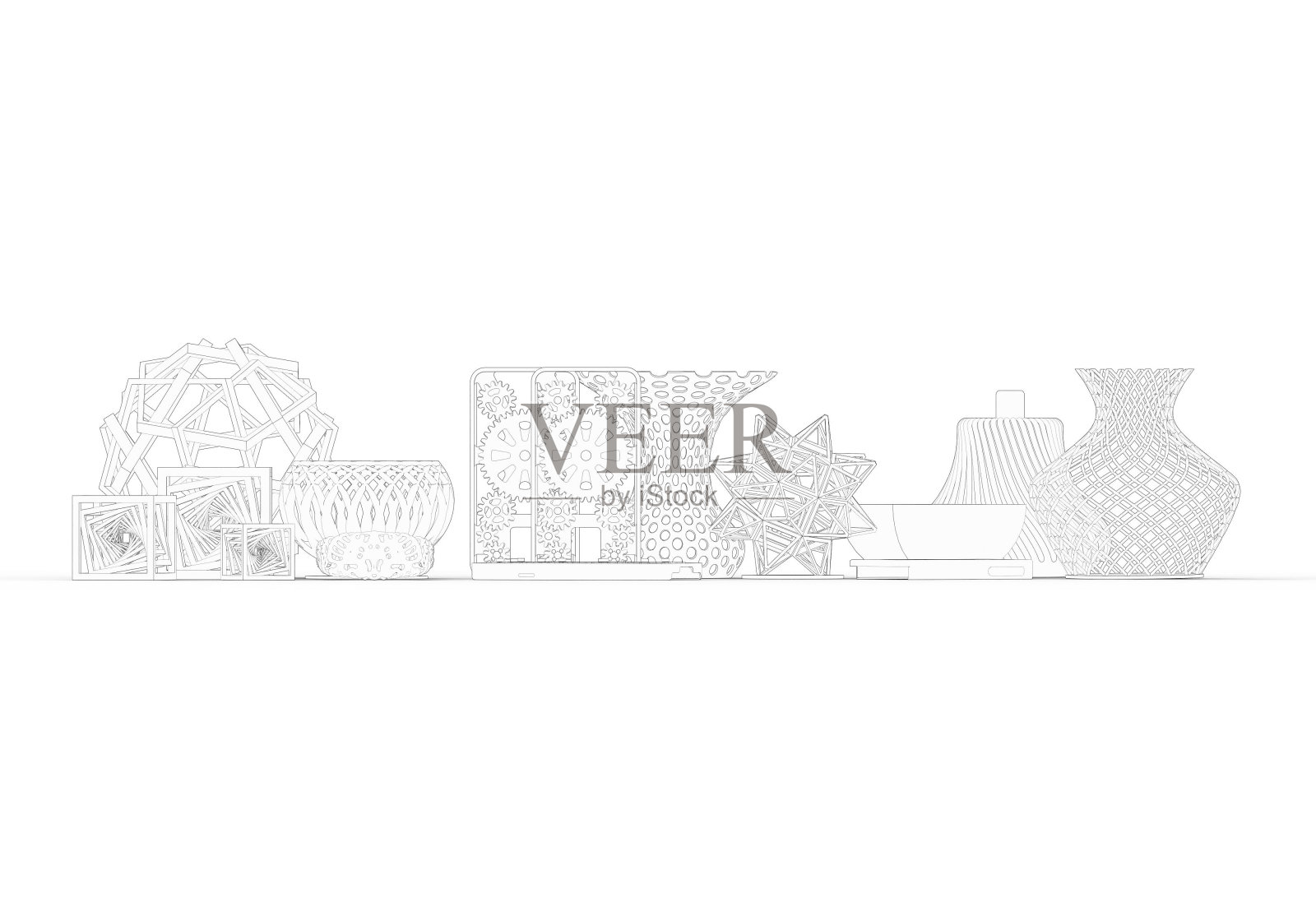 复杂的典型3D打印产品的3D渲染展示了3D打印的可能性照片摄影图片