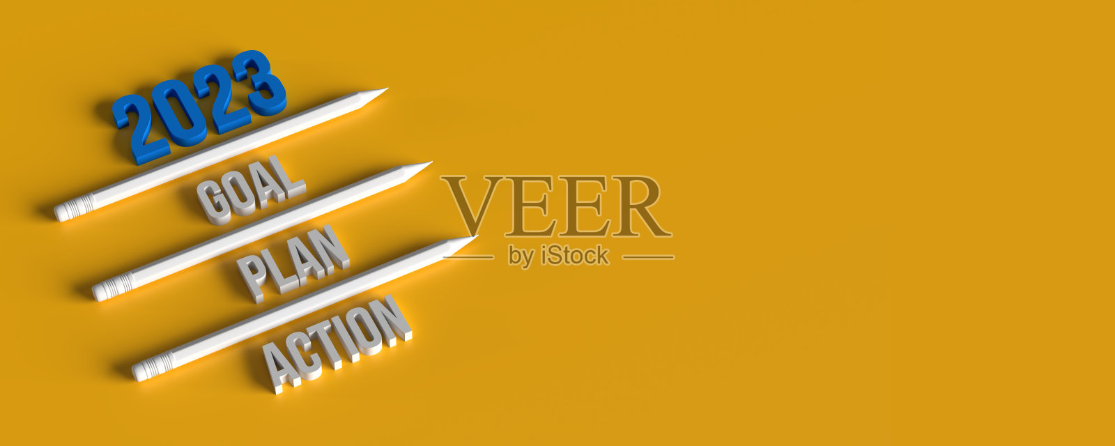 2023目标，计划，行动在黄色的表面照片摄影图片