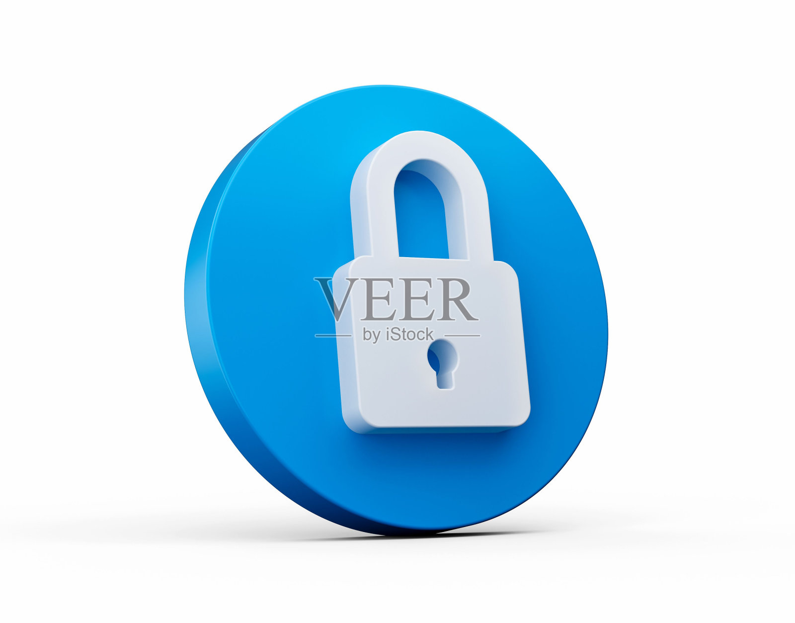 蓝色锁图标隔离在白色背景上的3d渲染照片摄影图片