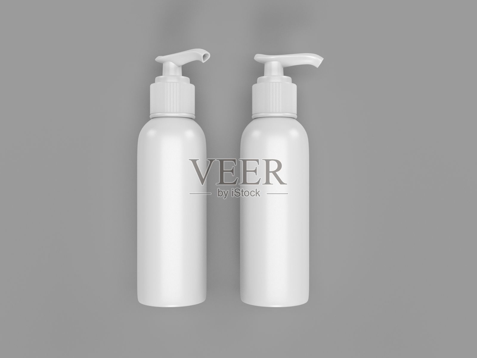 灰色背景上的白色化妆品瓶子的3D渲染照片摄影图片