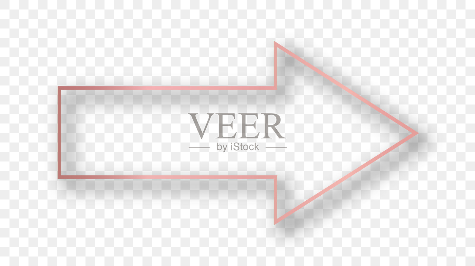 玫瑰金发光的箭形框架与阴影设计元素图片