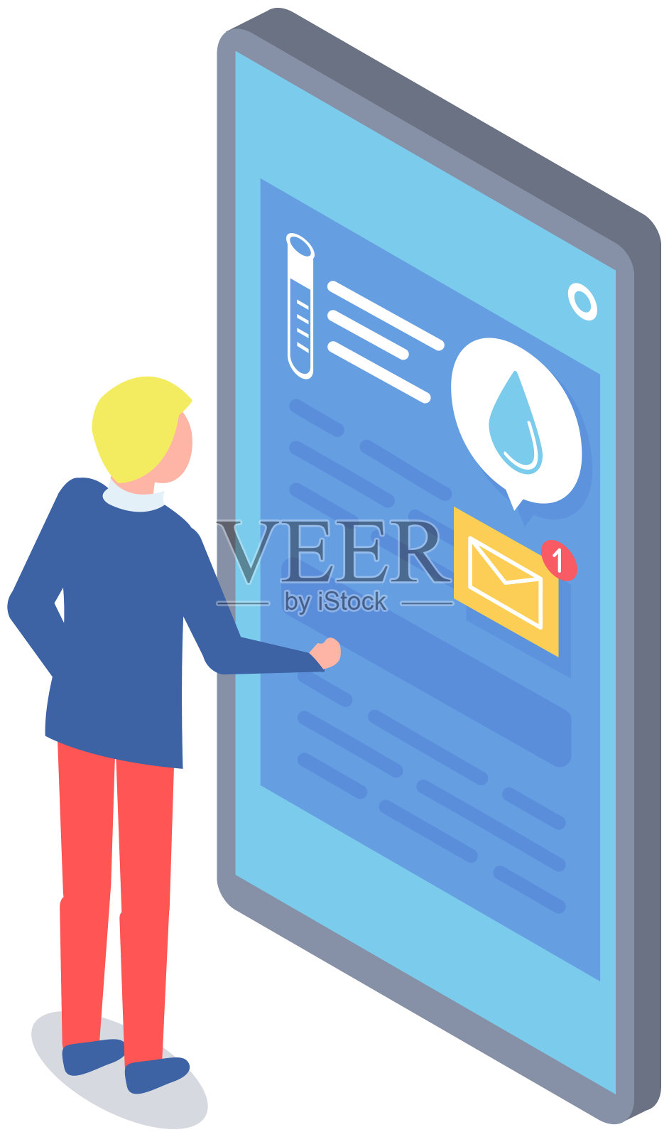 带有天气预报应用程序的手机。人类使用带有空气温度指示器的应用程序插画图片素材