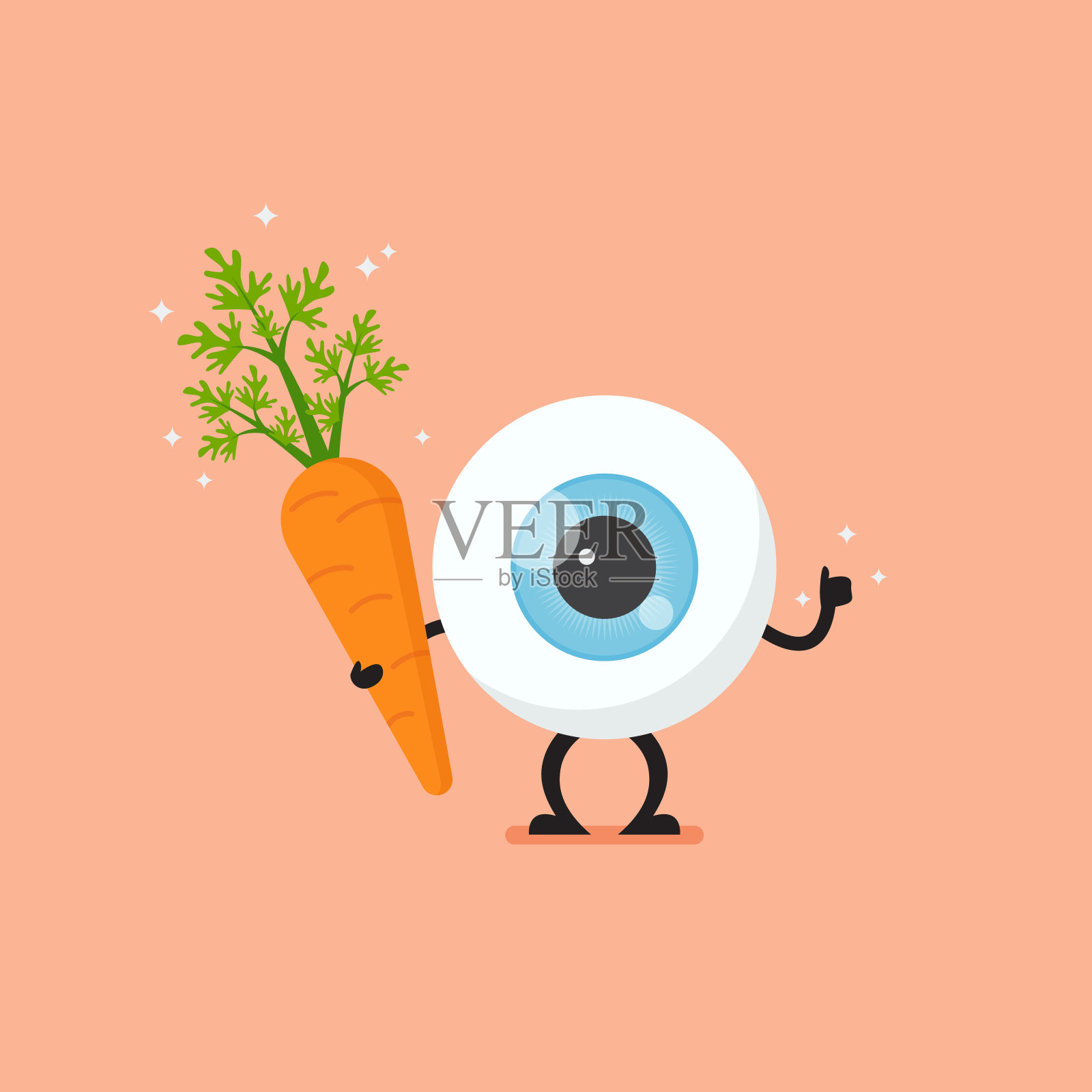 眼球握着新鲜的胡萝卜插画图片素材