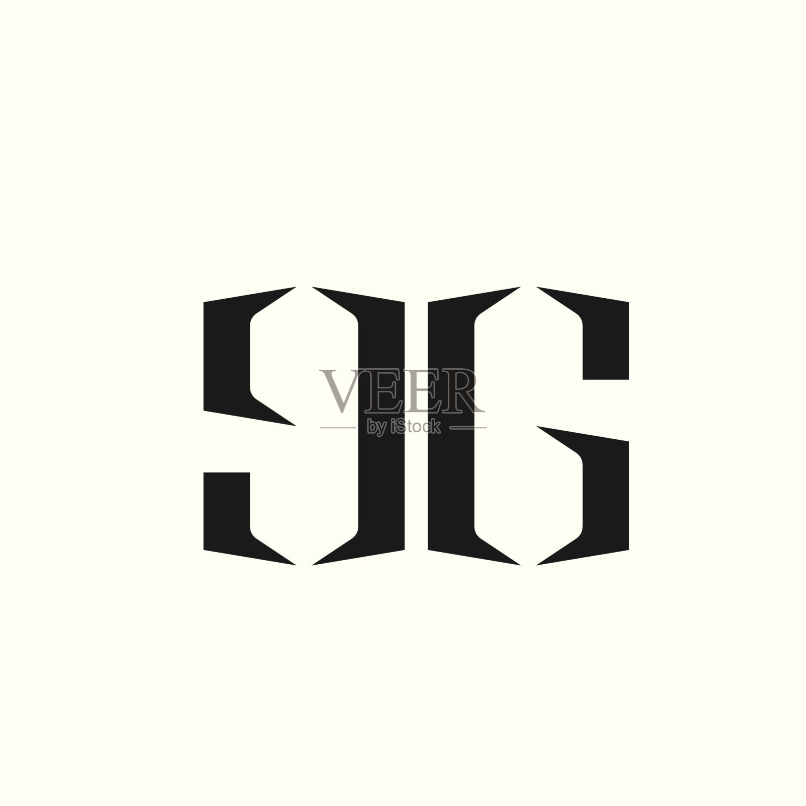 GG字母标志。极简的大写字母g。几何字体图标。插画图片素材