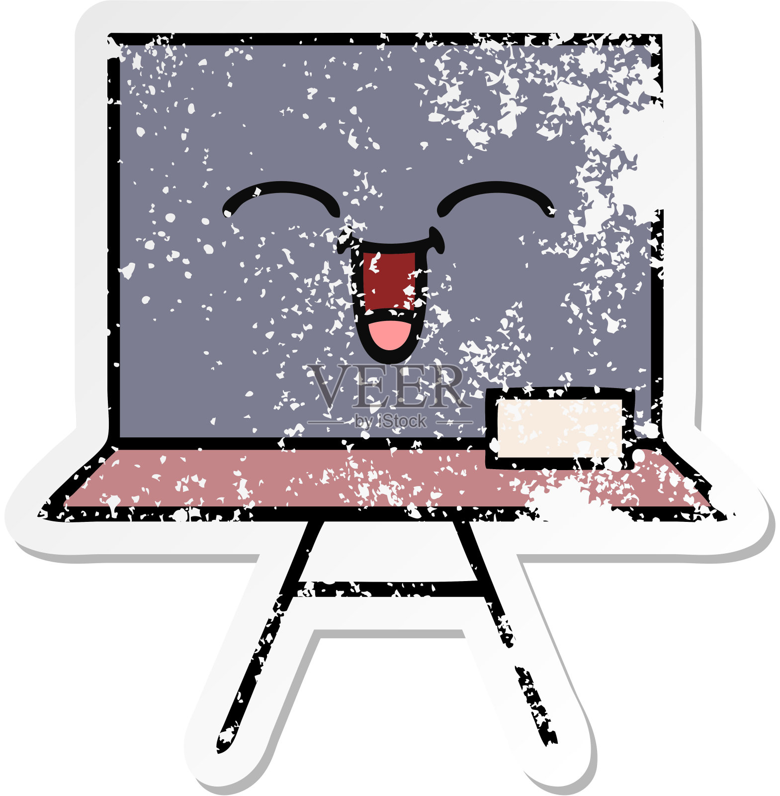 心疼贴纸的一个可爱的卡通黑板插画图片素材