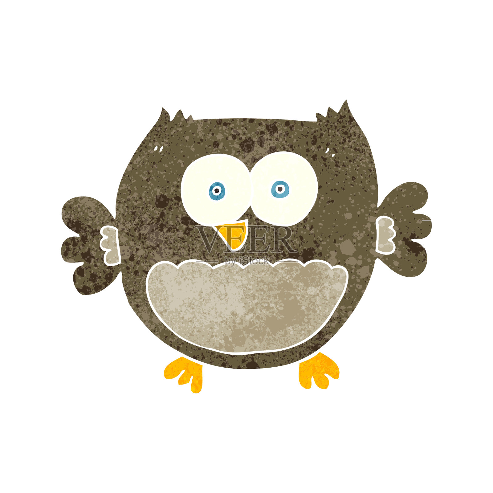 徒手复古卡通猫头鹰插画图片素材