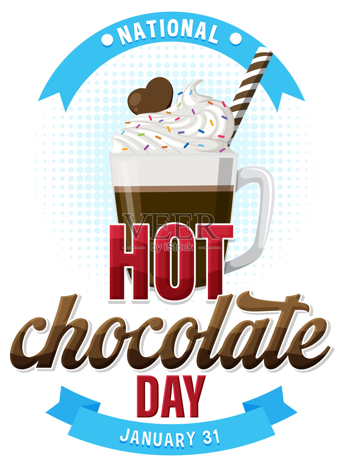 全国热巧克力日旗帜设计插画图片素材