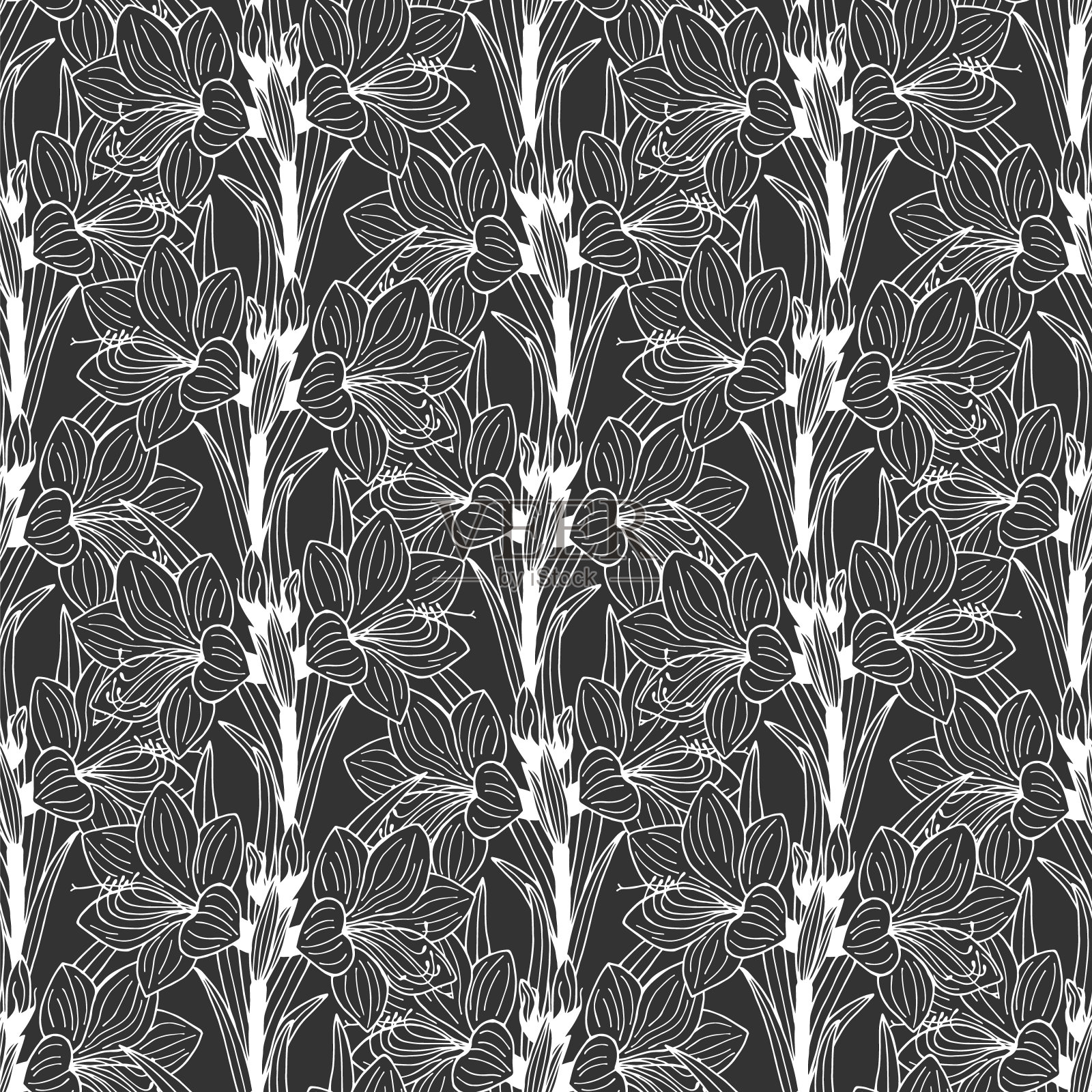 无缝植物花卉图案。矢量股票插图eps10。插画图片素材