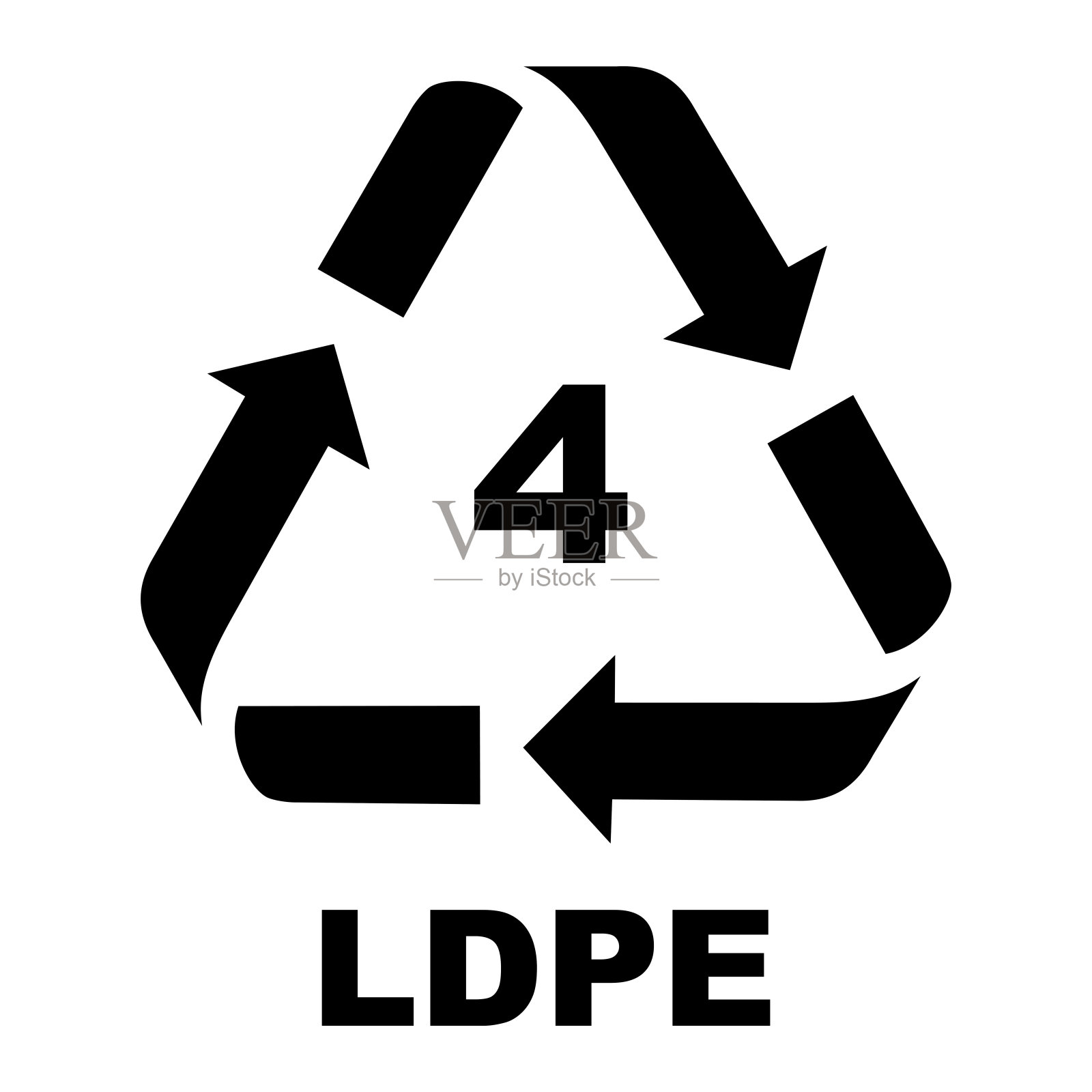 塑料回收代码符号。LDPE回收符号为塑料，简单的平面图标矢量插画图片素材