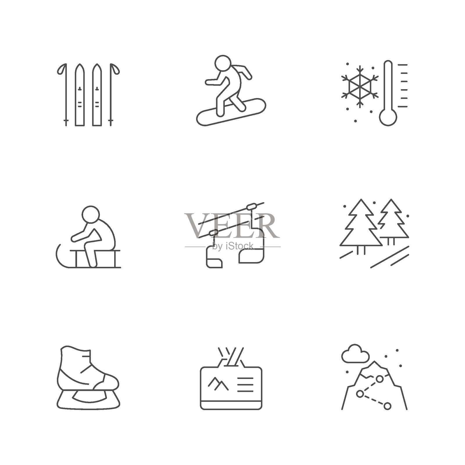 滑雪场线路图标设置图标素材