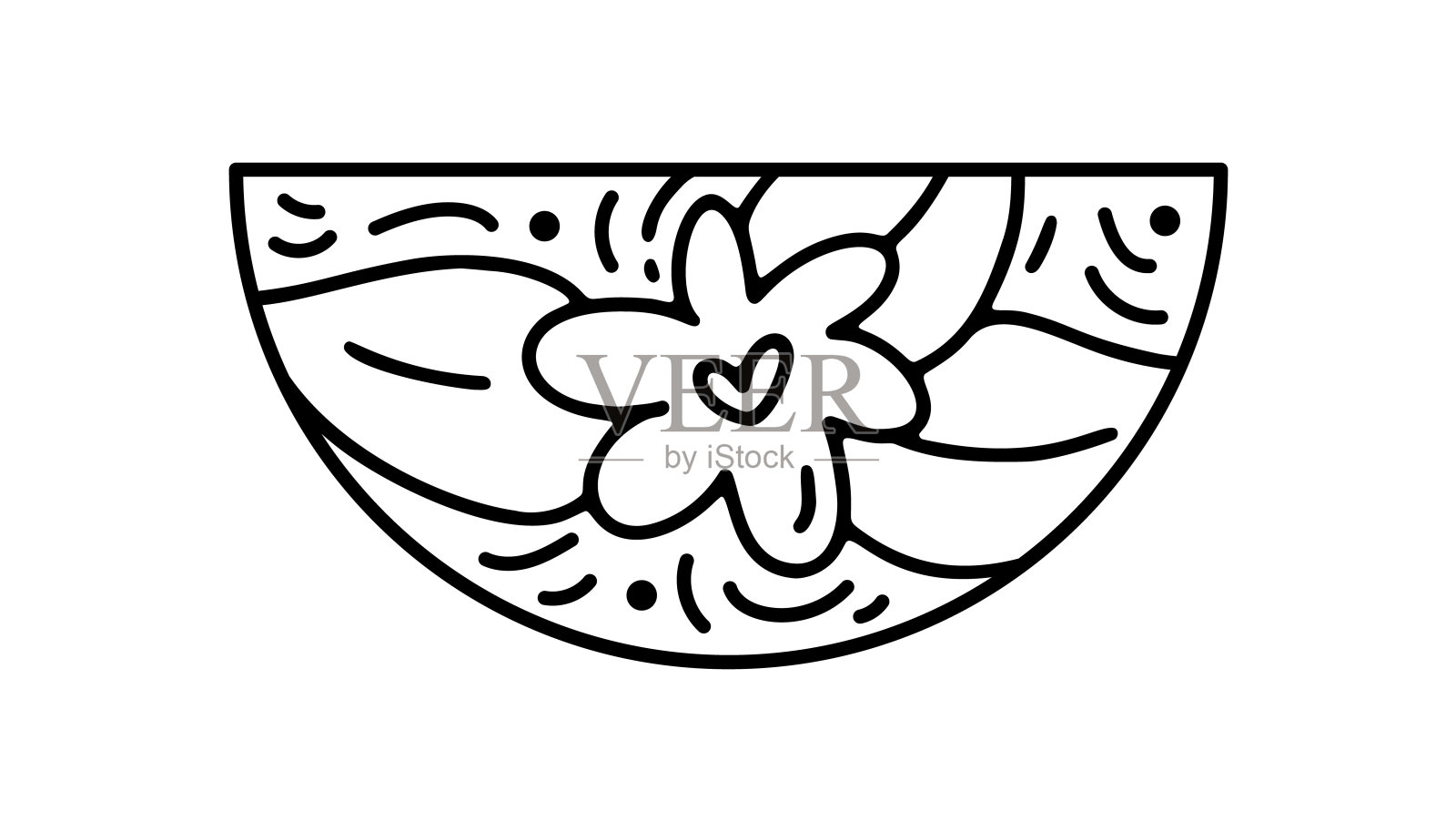 手绘情人节矢量花与心脏构造器在半圆框架。浪漫的爱情构图插图标志贺卡，网页设计节日插画图片素材