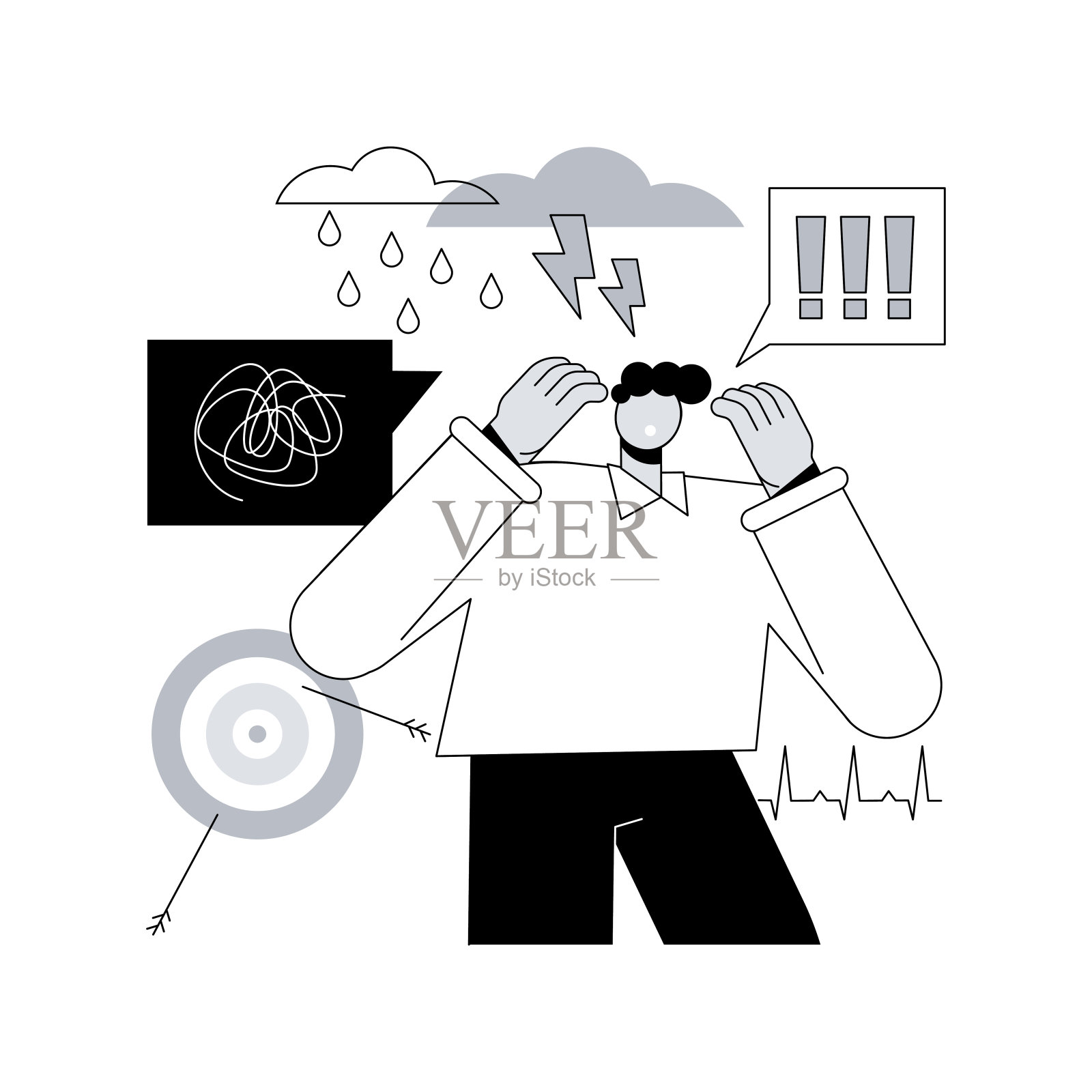 焦虑抽象概念向量说明。插画图片素材