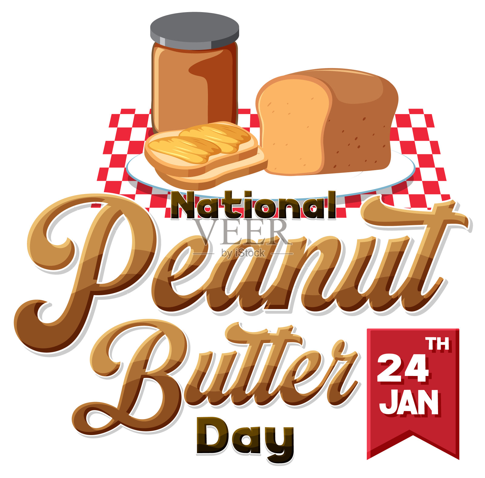 全国花生酱日旗帜设计插画图片素材