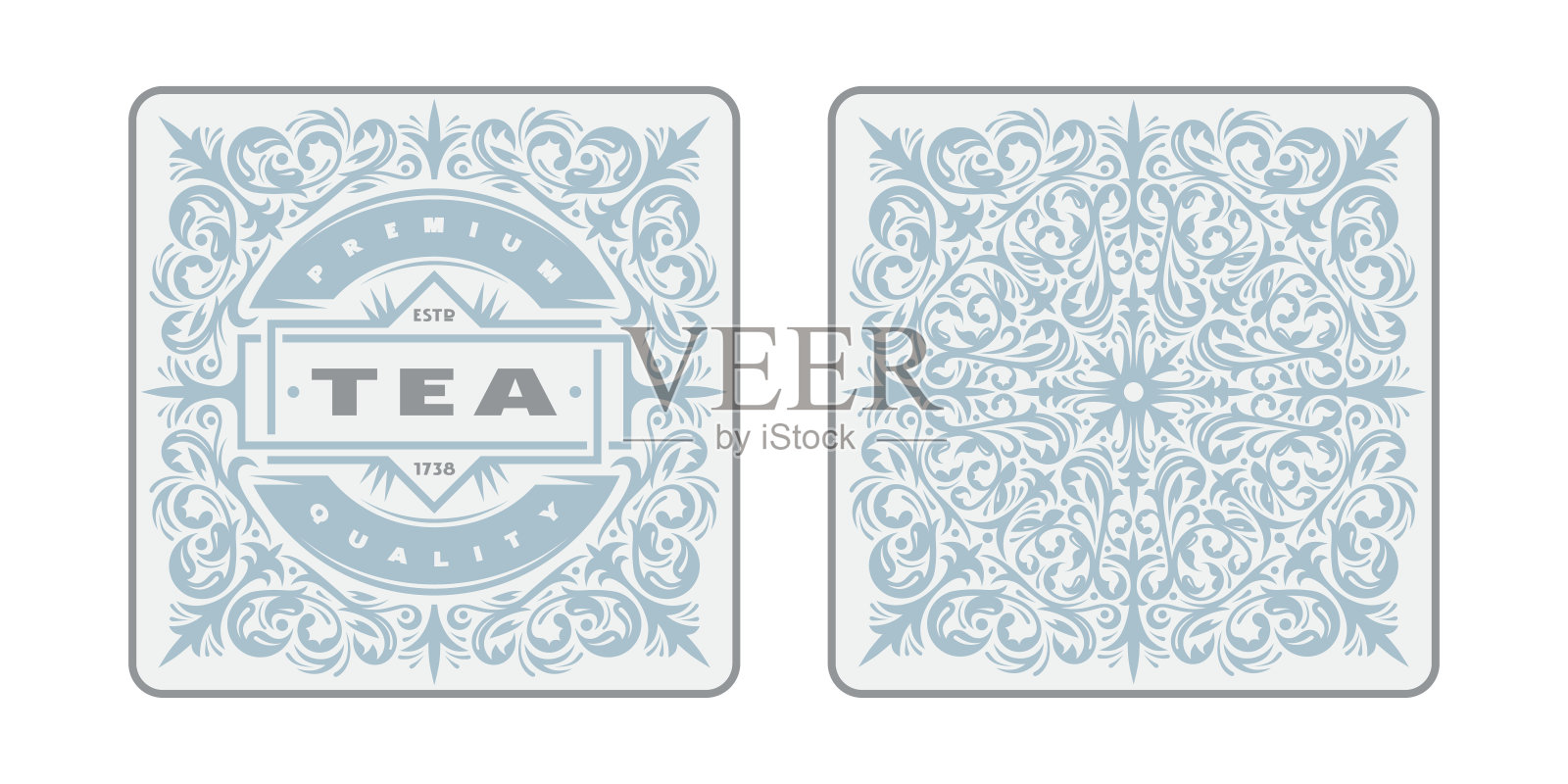 模板装饰标签，杯垫，茶叶标签插画图片素材