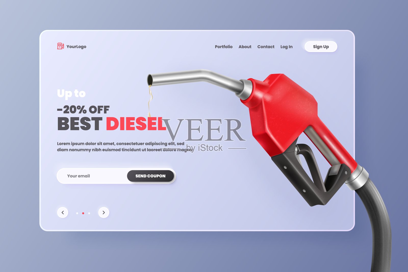 燃料销售。3d加油泵汽油加油站广告折扣横幅，加油枪填充石油银行粗柴油能源营销汽车市场矢量插图插画图片素材