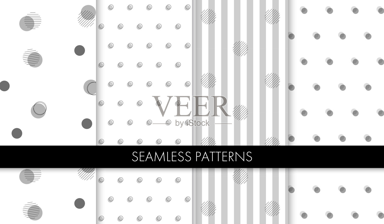 一套无缝点模式。矢量插图。插画图片素材