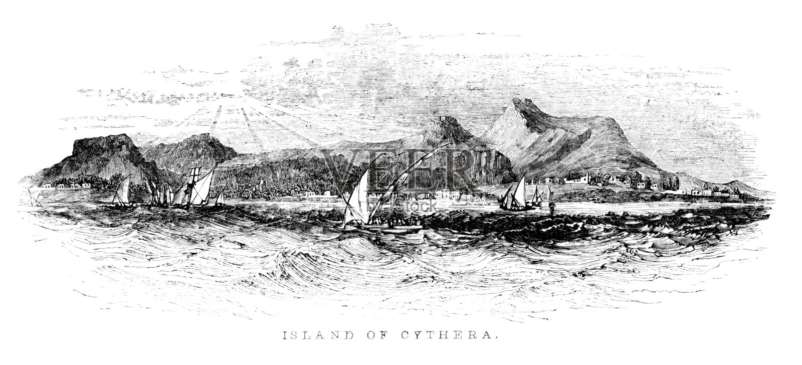 基蒂拉岛，希腊插画图片素材
