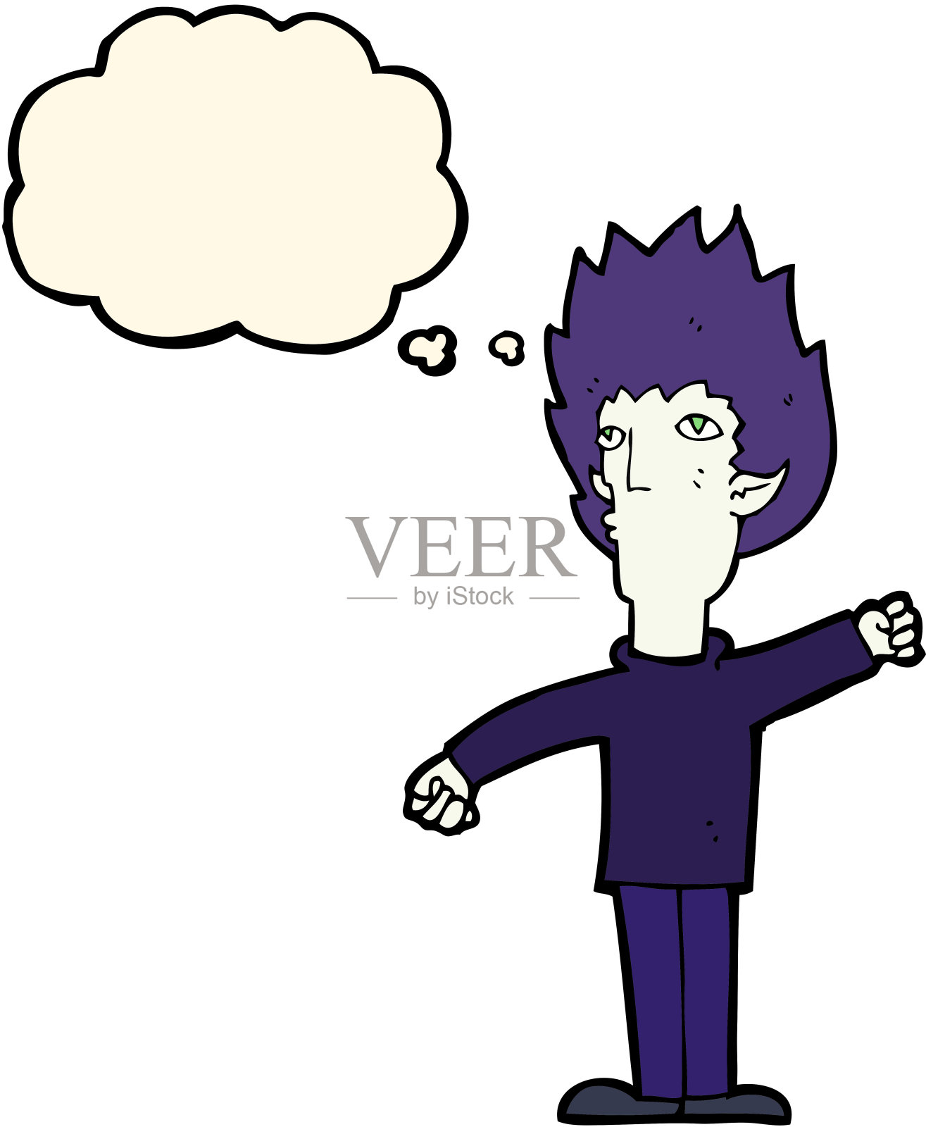 有思想泡泡的卡通吸血鬼插画图片素材