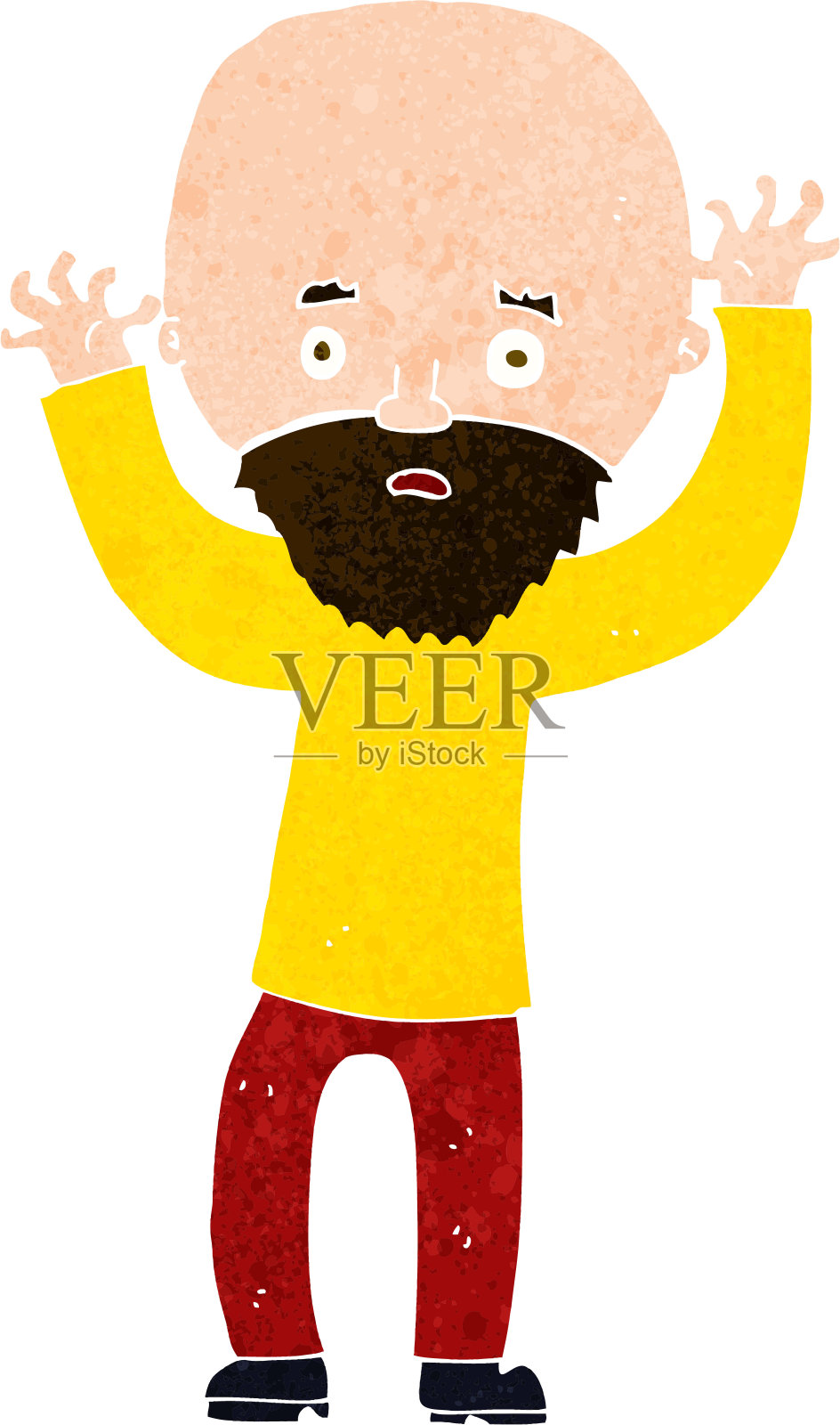 卡通胡子男人惊慌失措插画图片素材