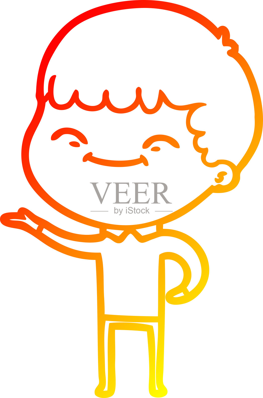 温暖的梯度线绘制卡通快乐的男孩插画图片素材