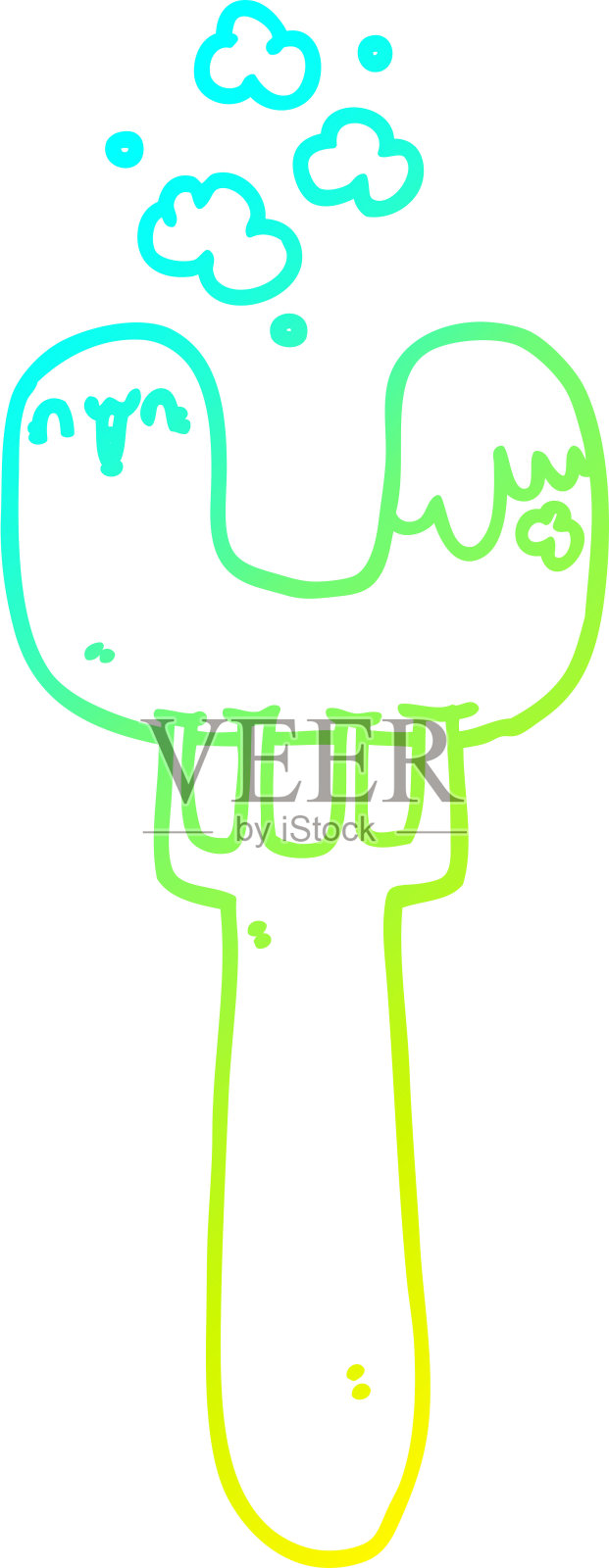 冷梯度线绘制卡通香肠在叉子插画图片素材