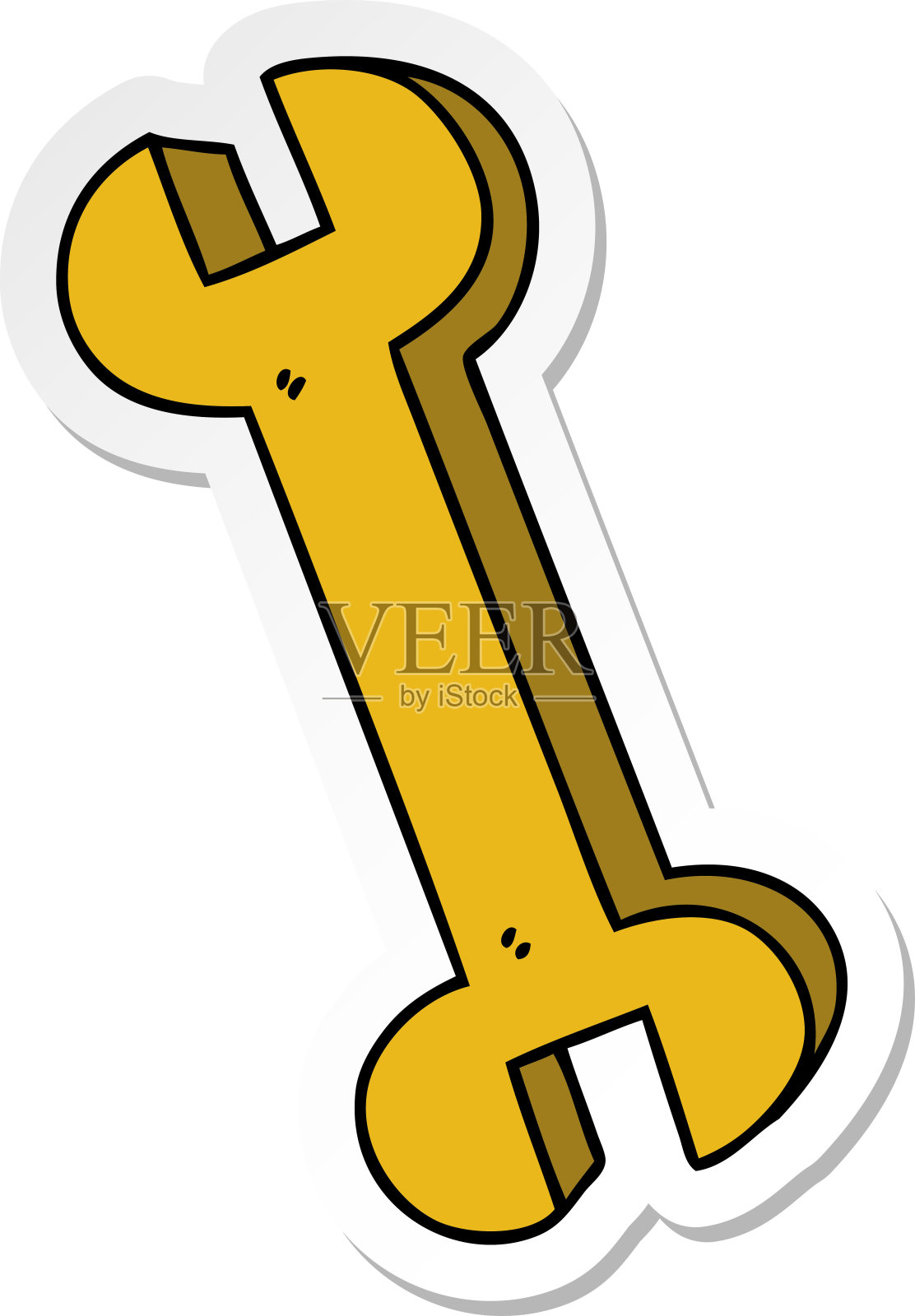 一个古怪的手绘卡通扳手贴纸插画图片素材