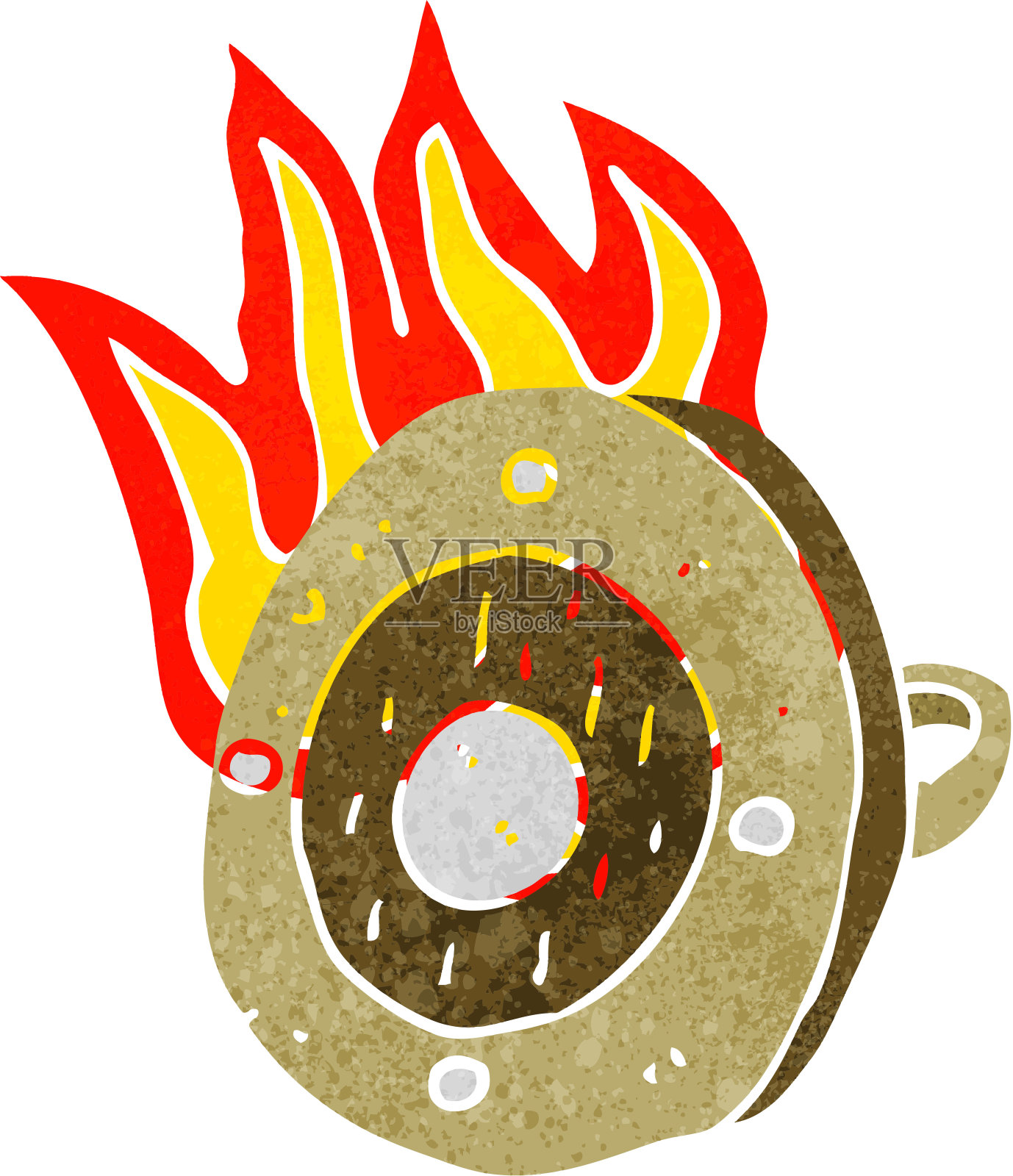 卡通燃烧盾插画图片素材