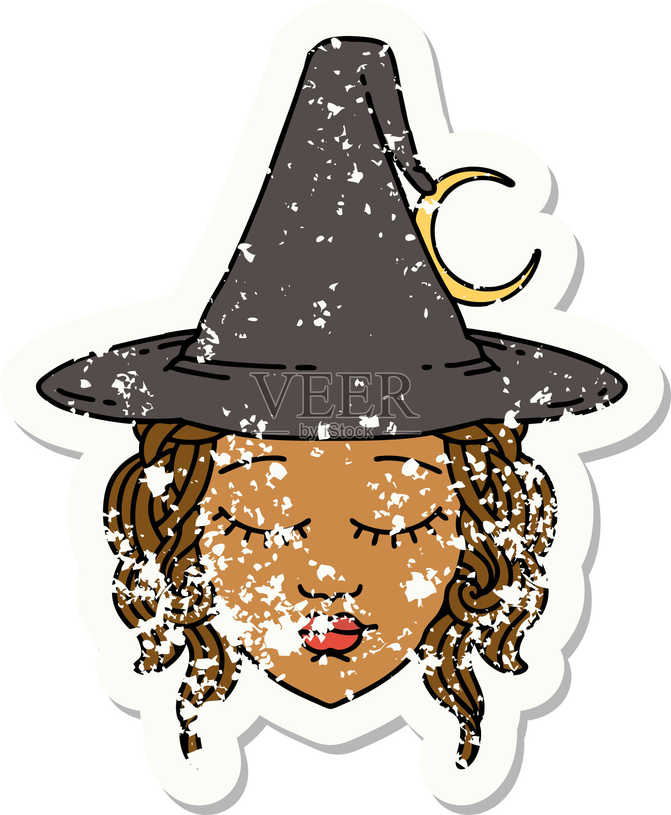 复古纹身风格的人类法师角色插画图片素材